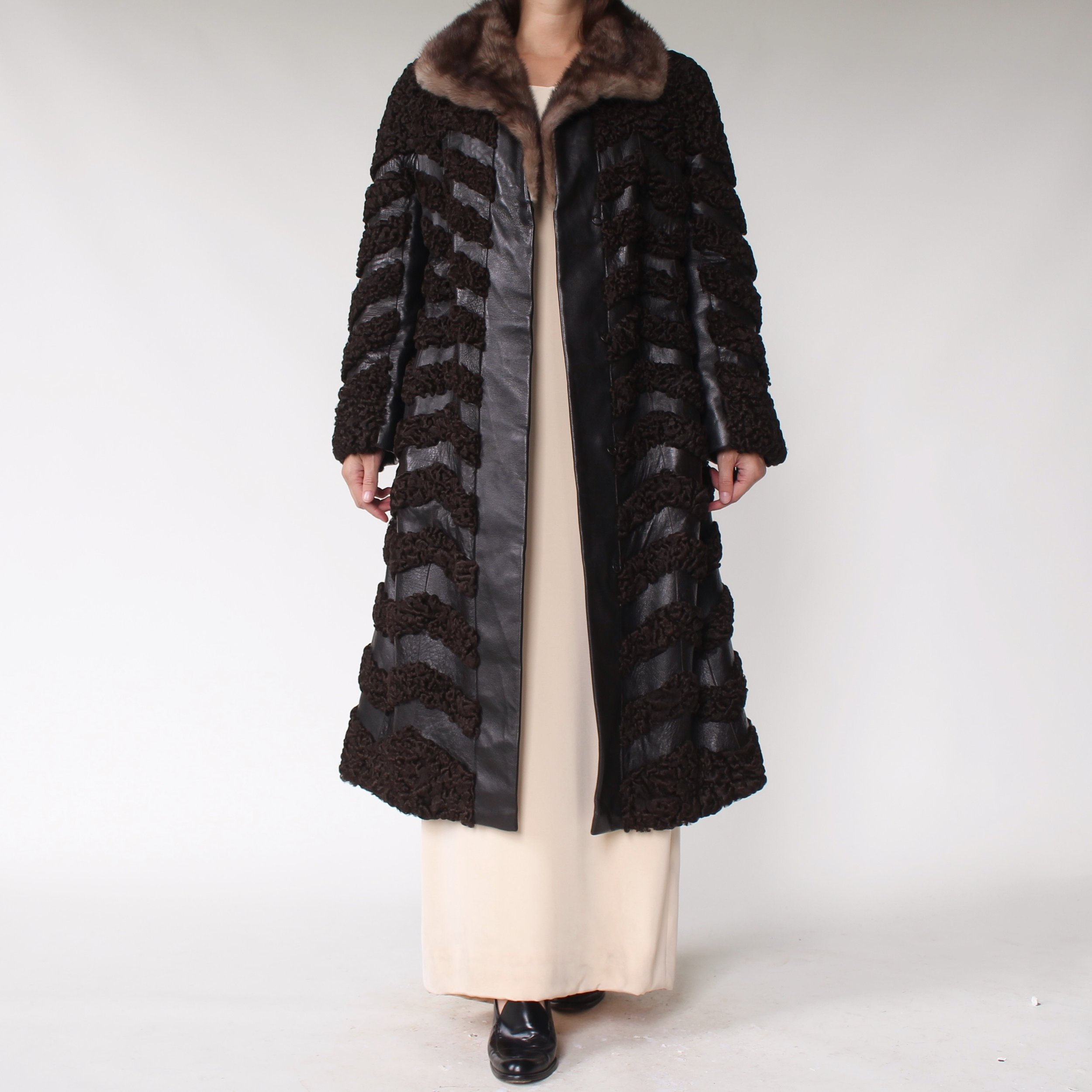 1970s Persian Lamb & Leather Paneled Coat