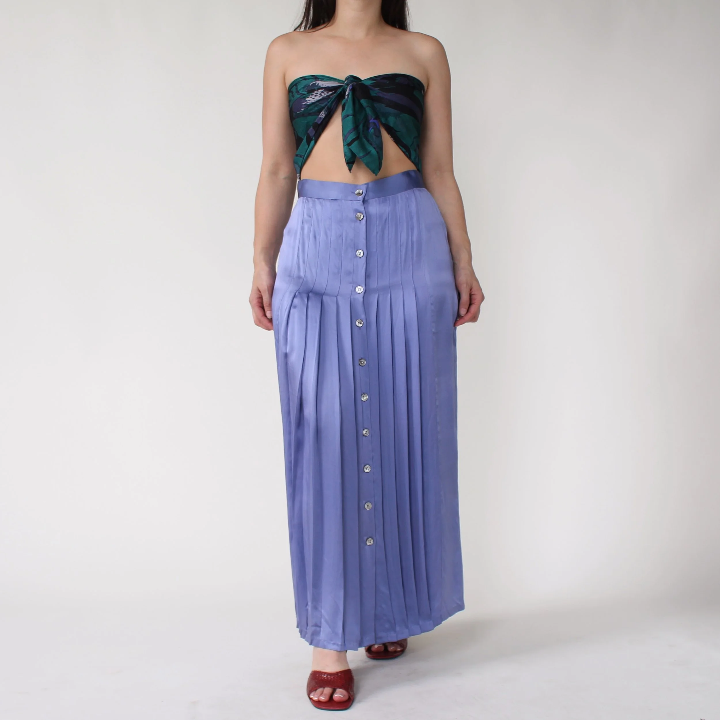 Vintage Periwinkle Liquid Silk Skirt - W27