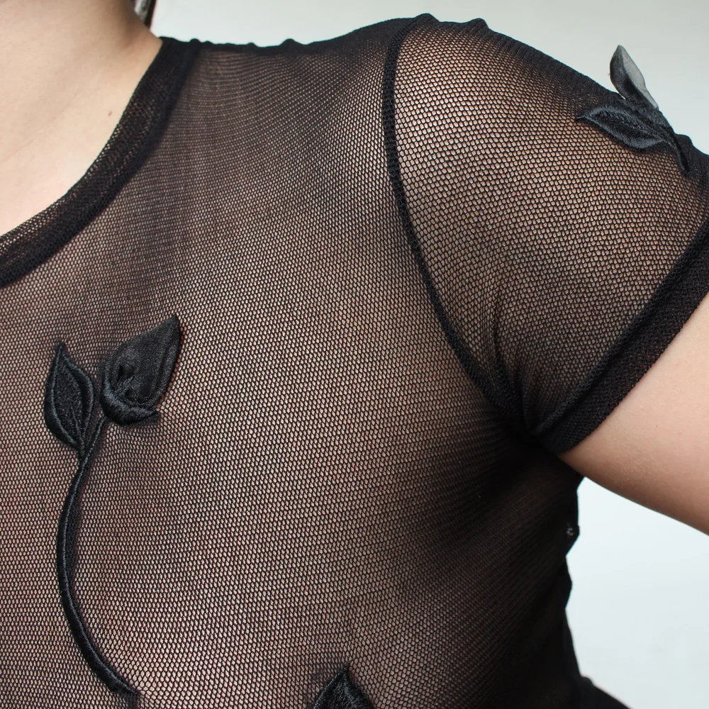 90s Vivienne Tam Sheer Floral Applique Dress — Wornable
