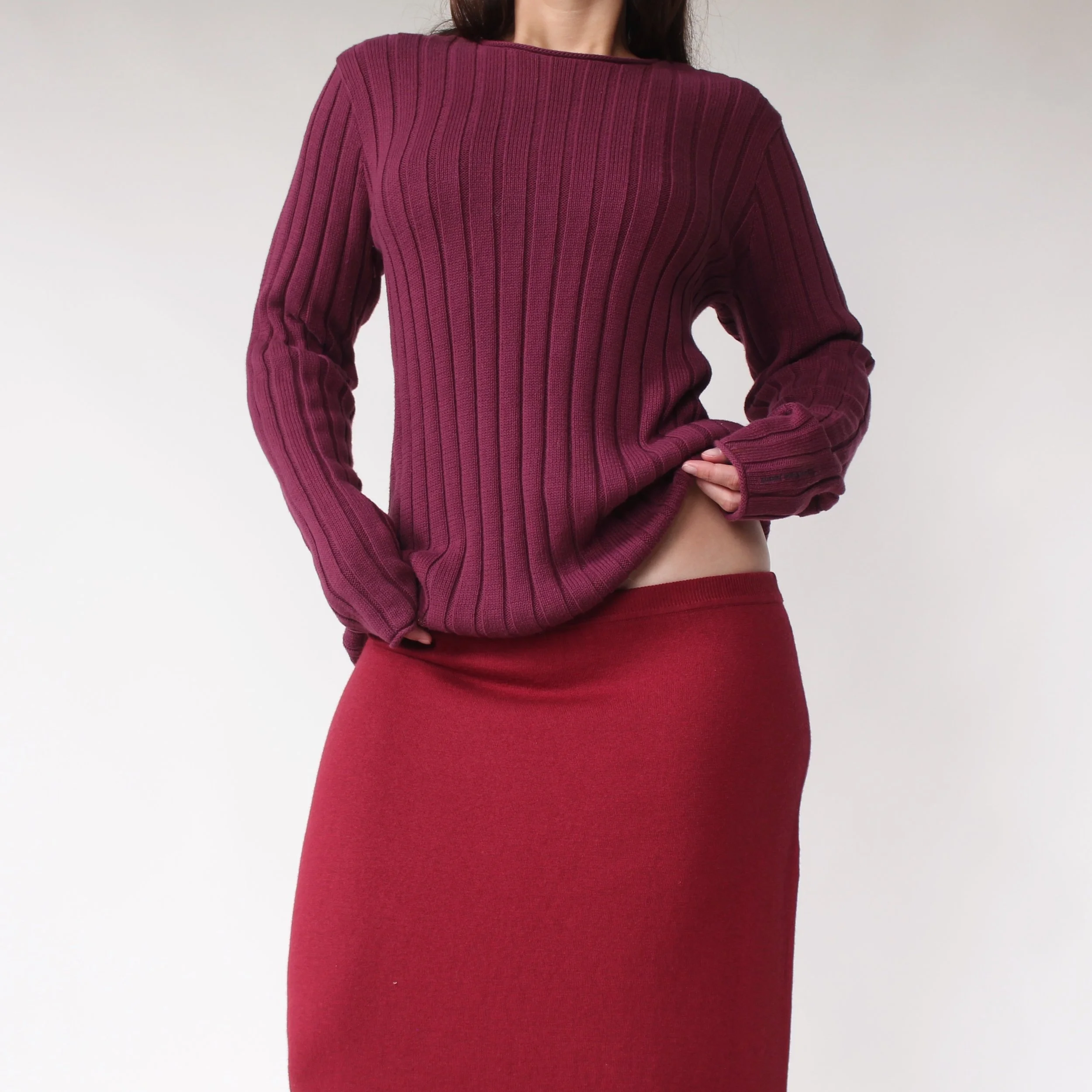 90s Calvin Klein Mulberry Ribbed Cotton Sweater