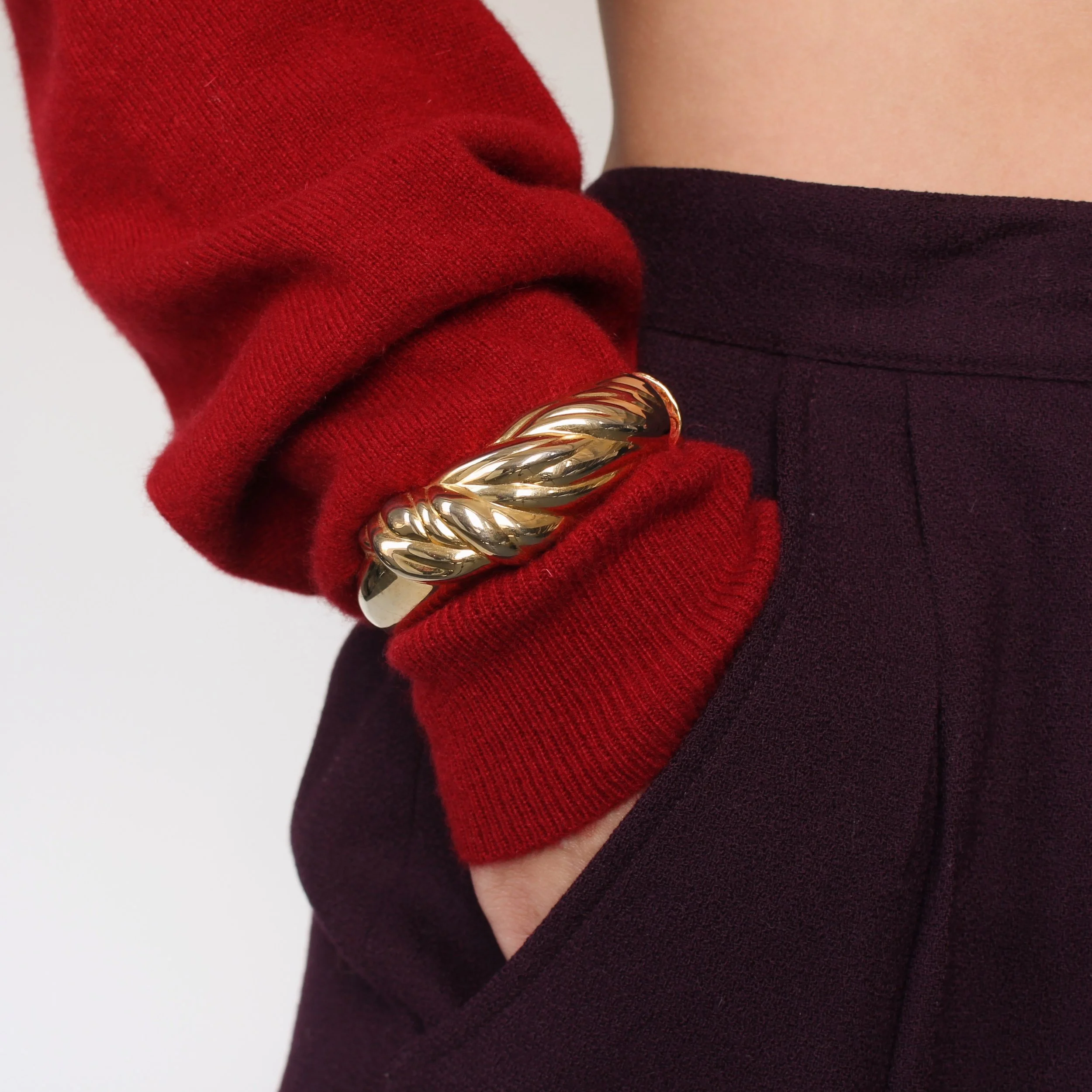 Vintage Gold Tone Hinged Cuff Bracelet