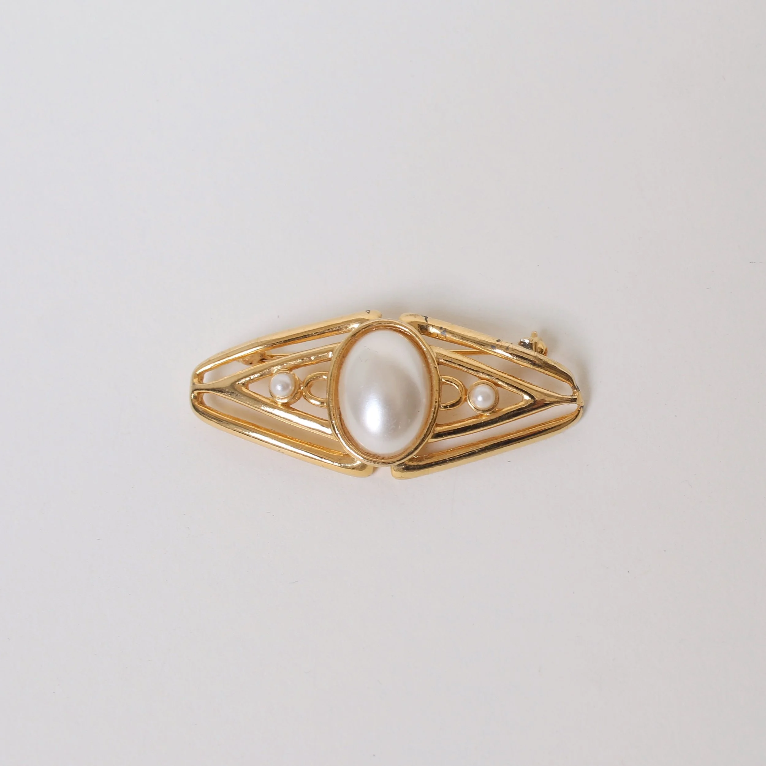 Vintage Faux Pearl Openwork Brooch