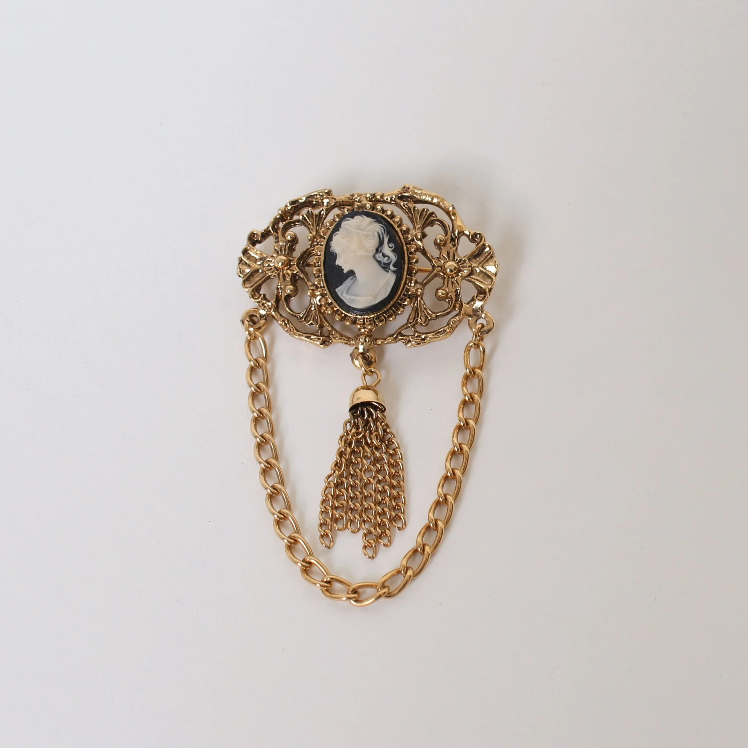 Vintage Cameo Tassel Brooch