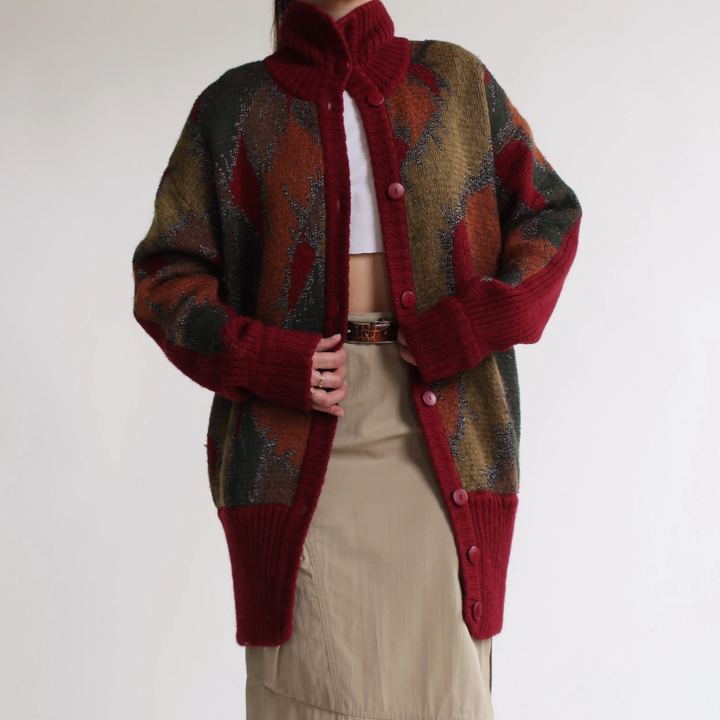 Vintage Chunky Abstract Cardigan