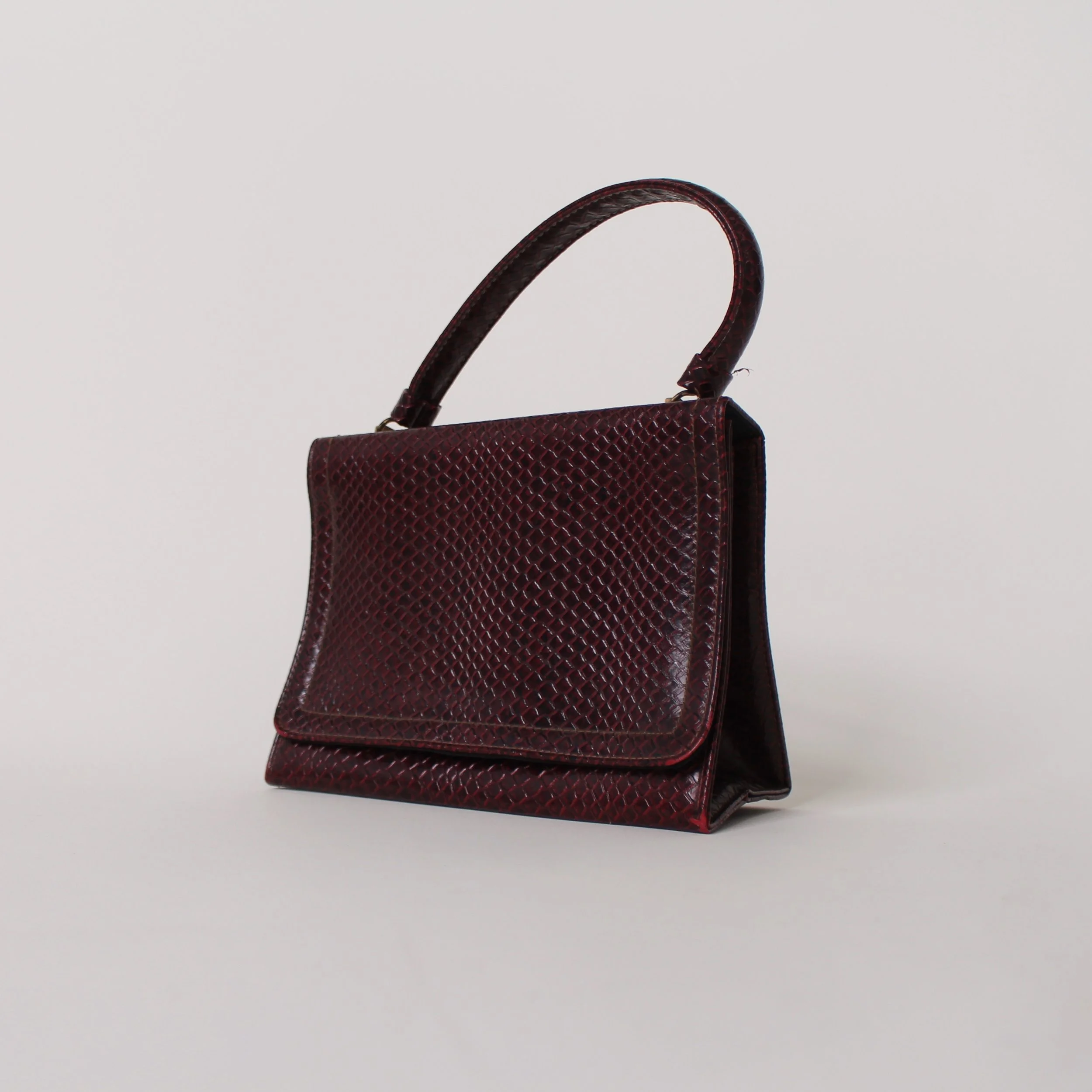 Vintage Merlot Embossed Structured Bag