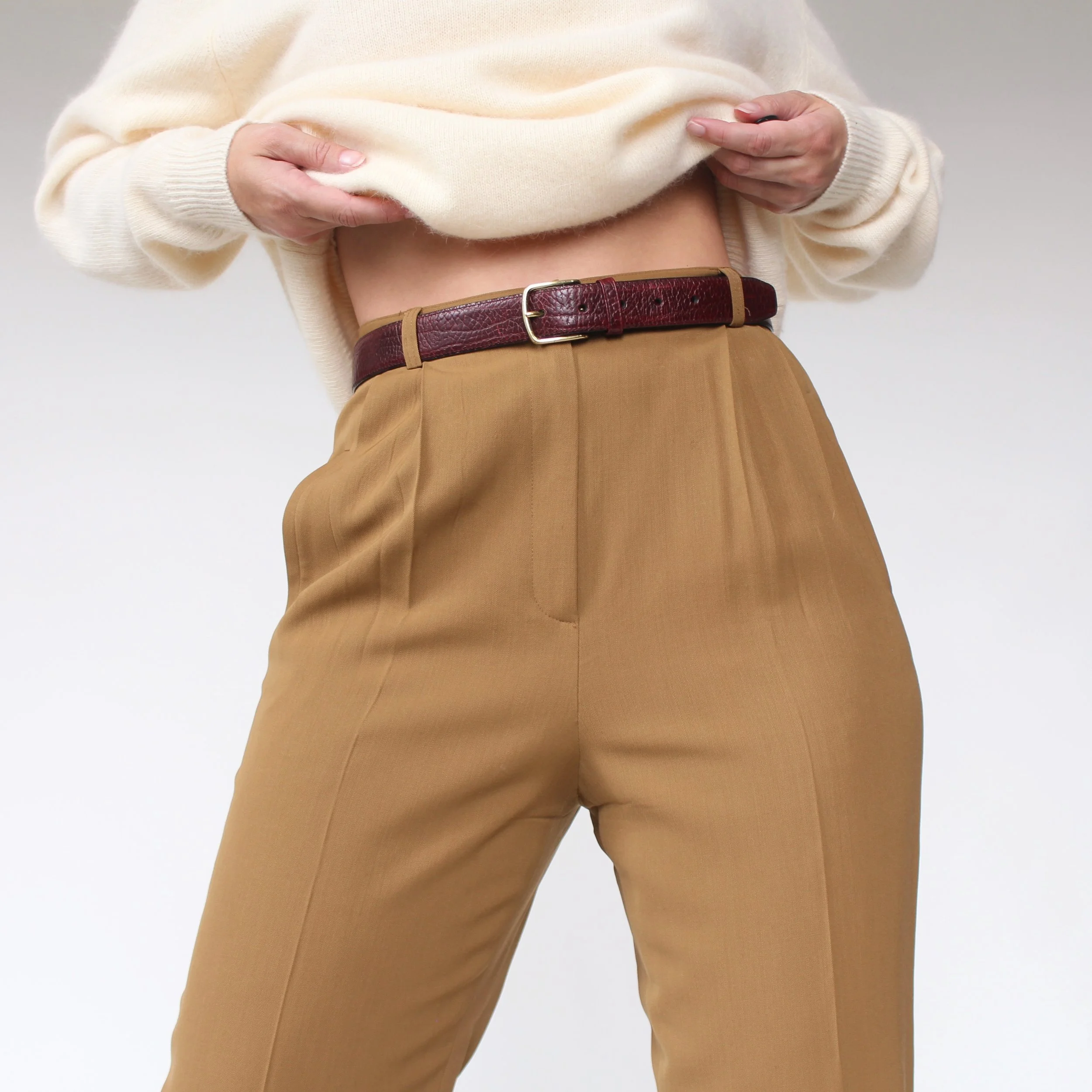 Vintage Burgundy Leather Belt