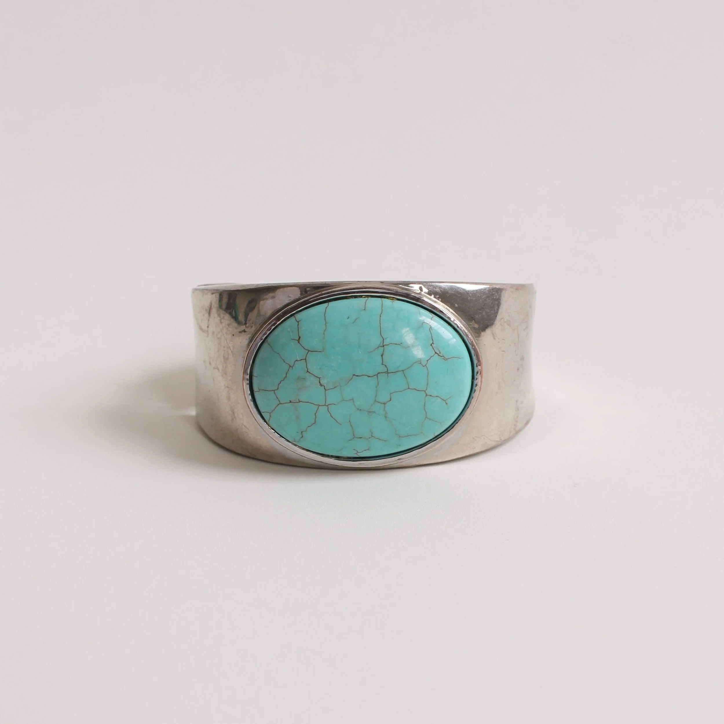 Vintage Silver Tone Turquoise Cuff