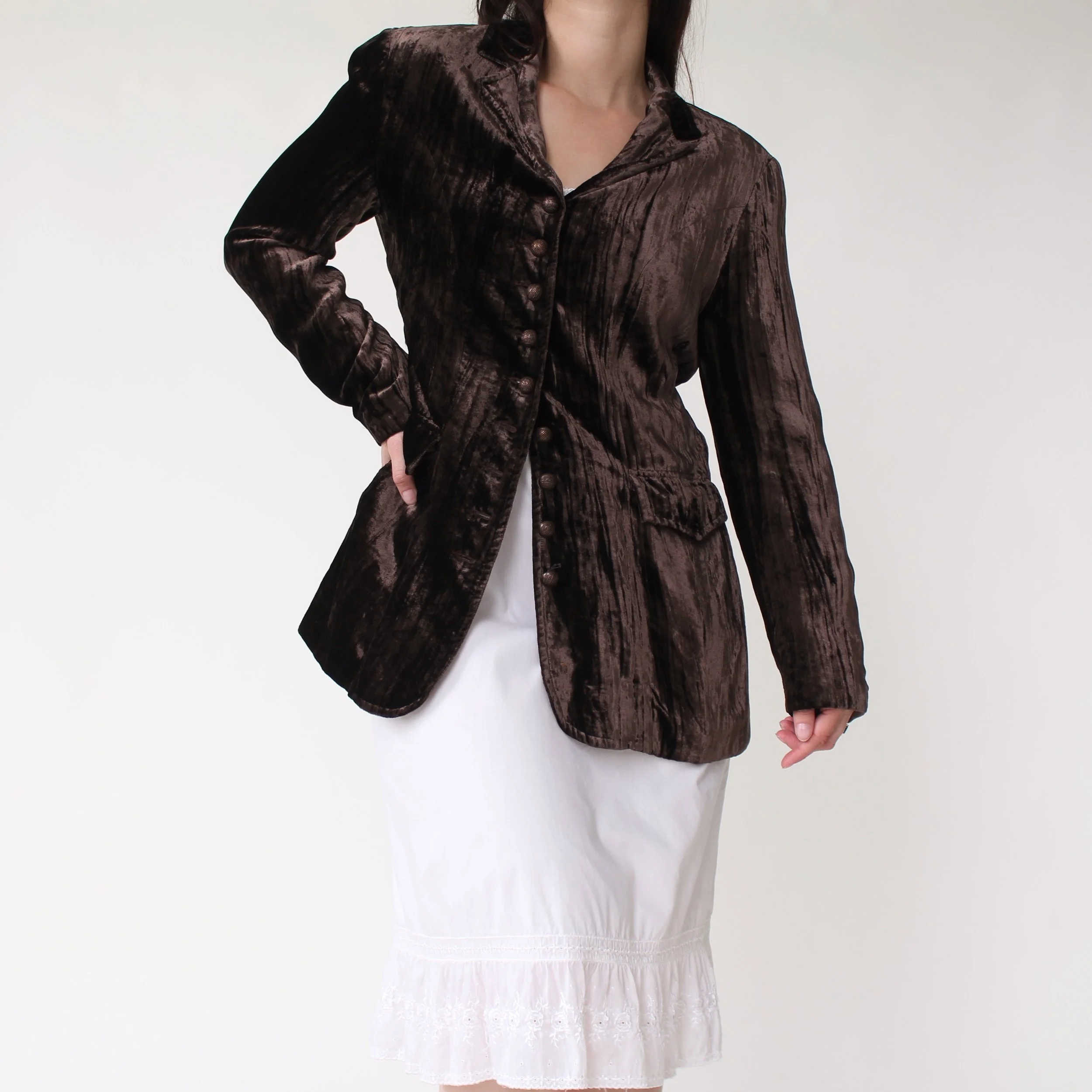 Vintage Mocha Soft Velvet Jacket