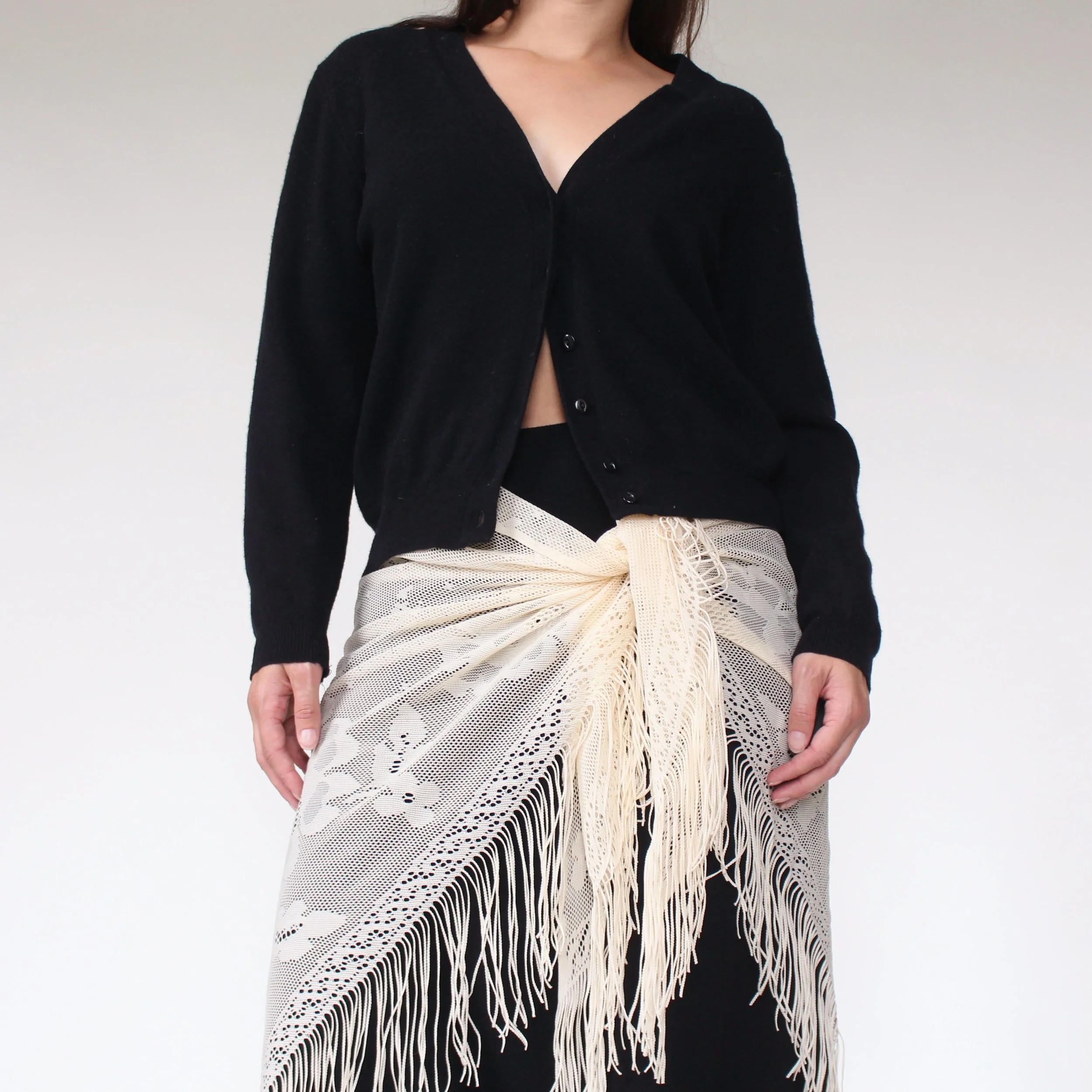 Vintage Jet Black Lambswool Cardigan