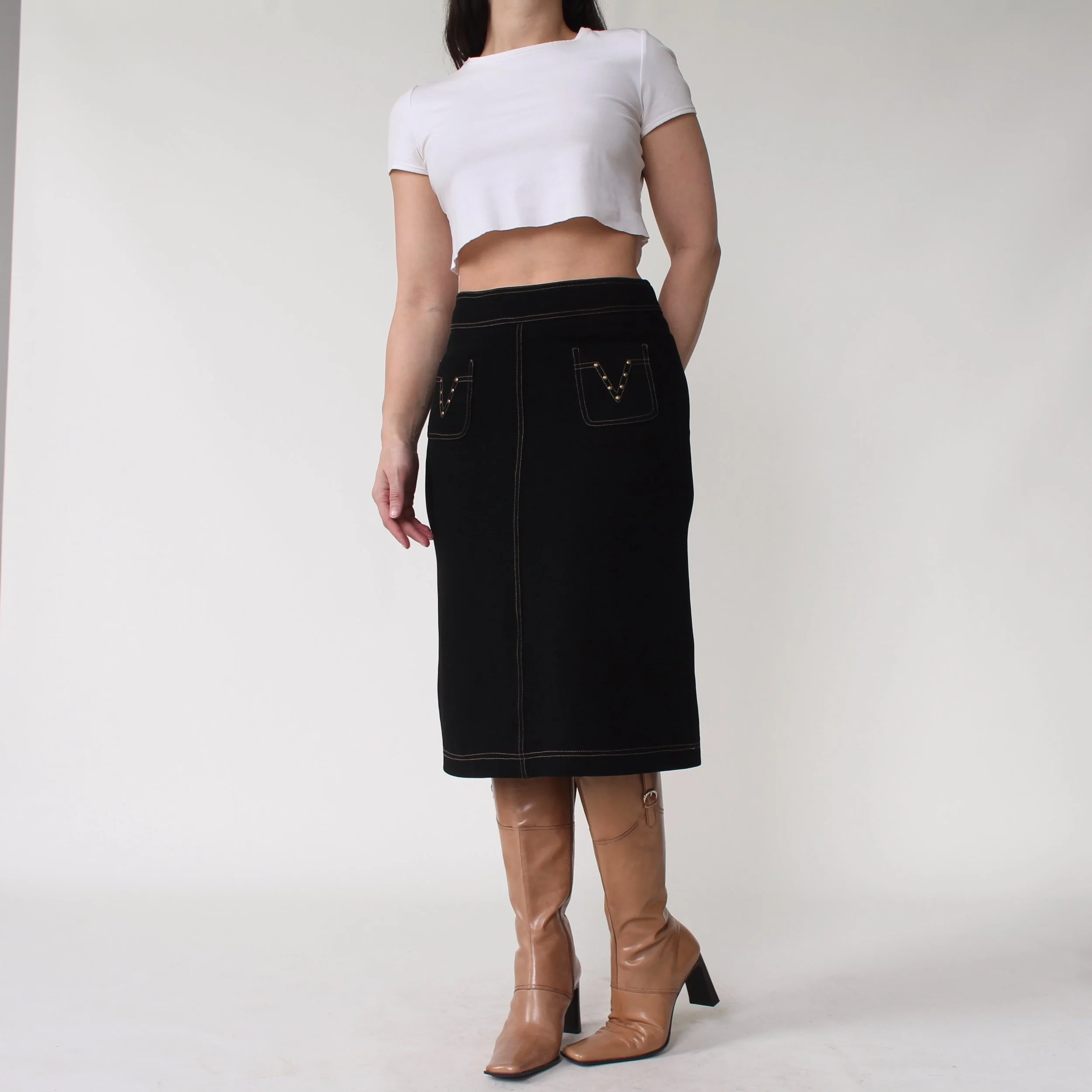 2000s Stud Detail Fitted Skirt - W26