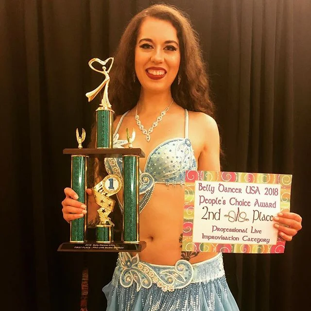 Belly Dancer USA! I had such a great time meeting new friends and seeing all the amazing performances. I got to dance with Arabesque (#livemusicrocks ) and won first place in the Pro Live Music Improv category and second place for People&rsquo;s choi