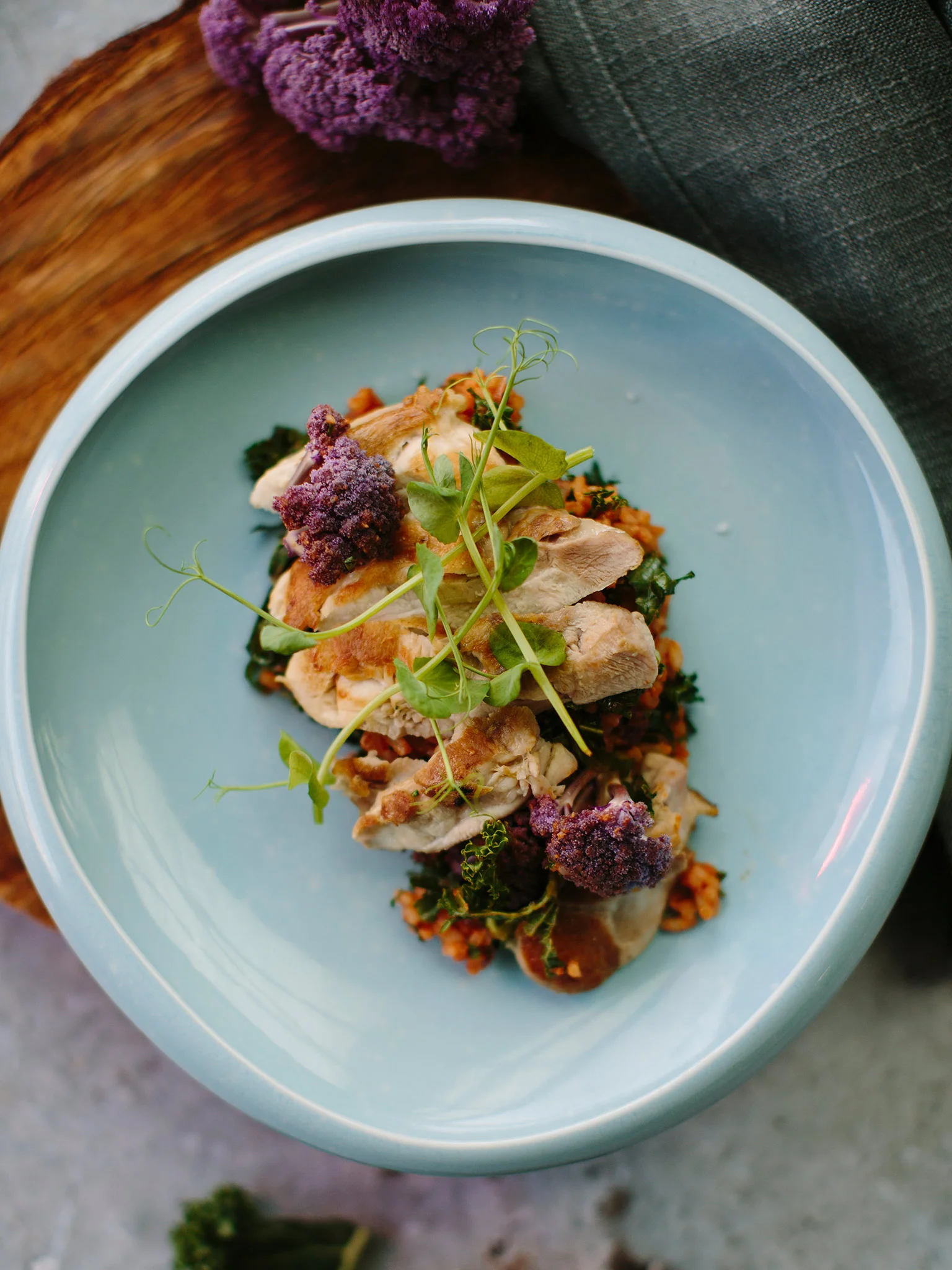 Brick Chicken with Red Rice