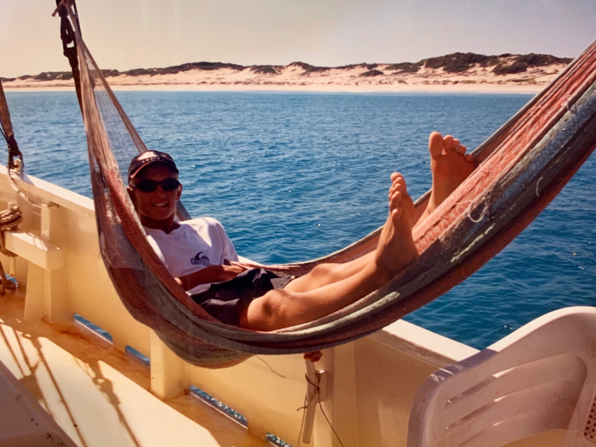 Working hard, or hardly working? Aboard Broome's old pearl lugger 'The Willie'.