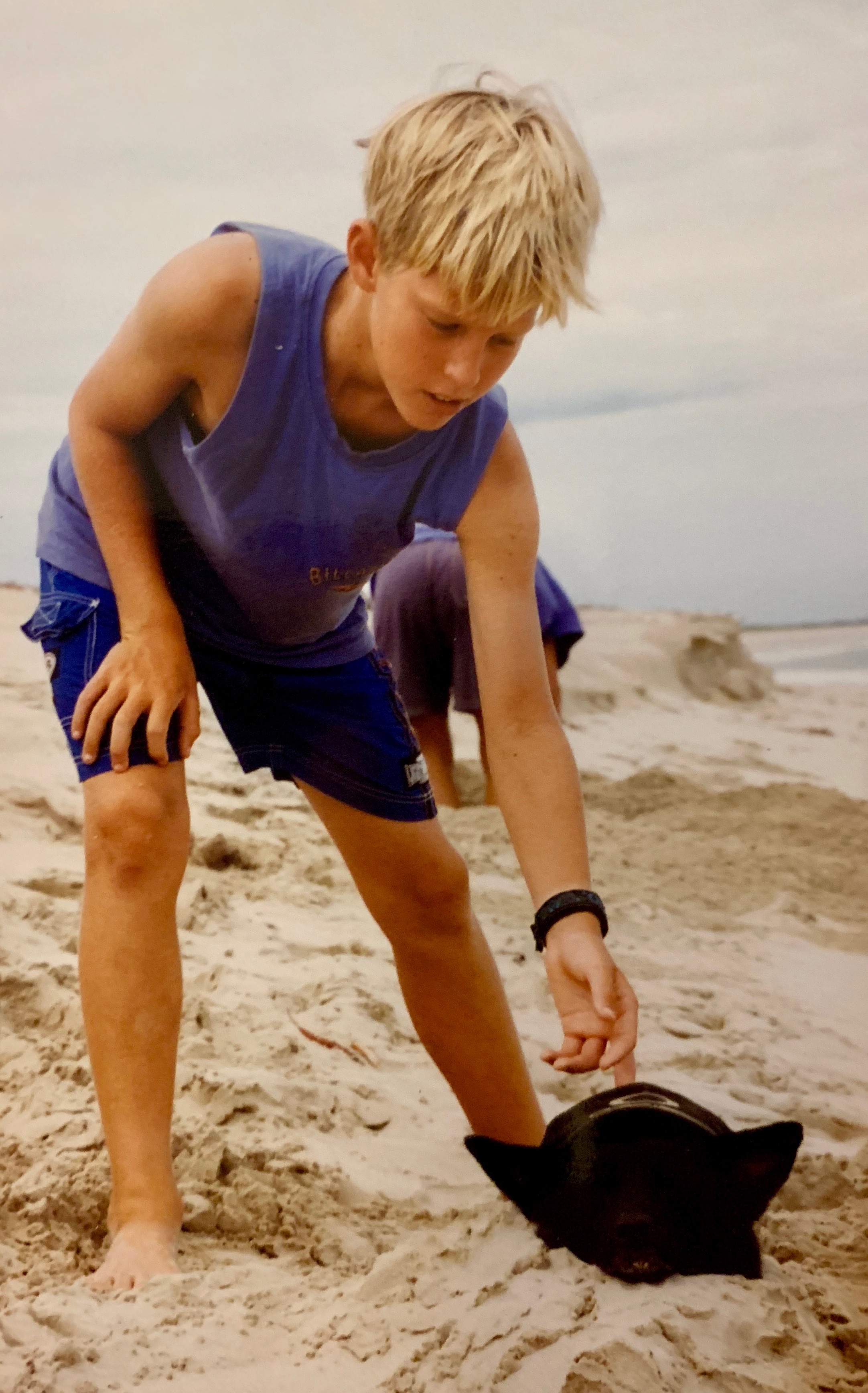 Me (aged 12) on a beach north of Broome with my best mate, a kelpie named Sooty