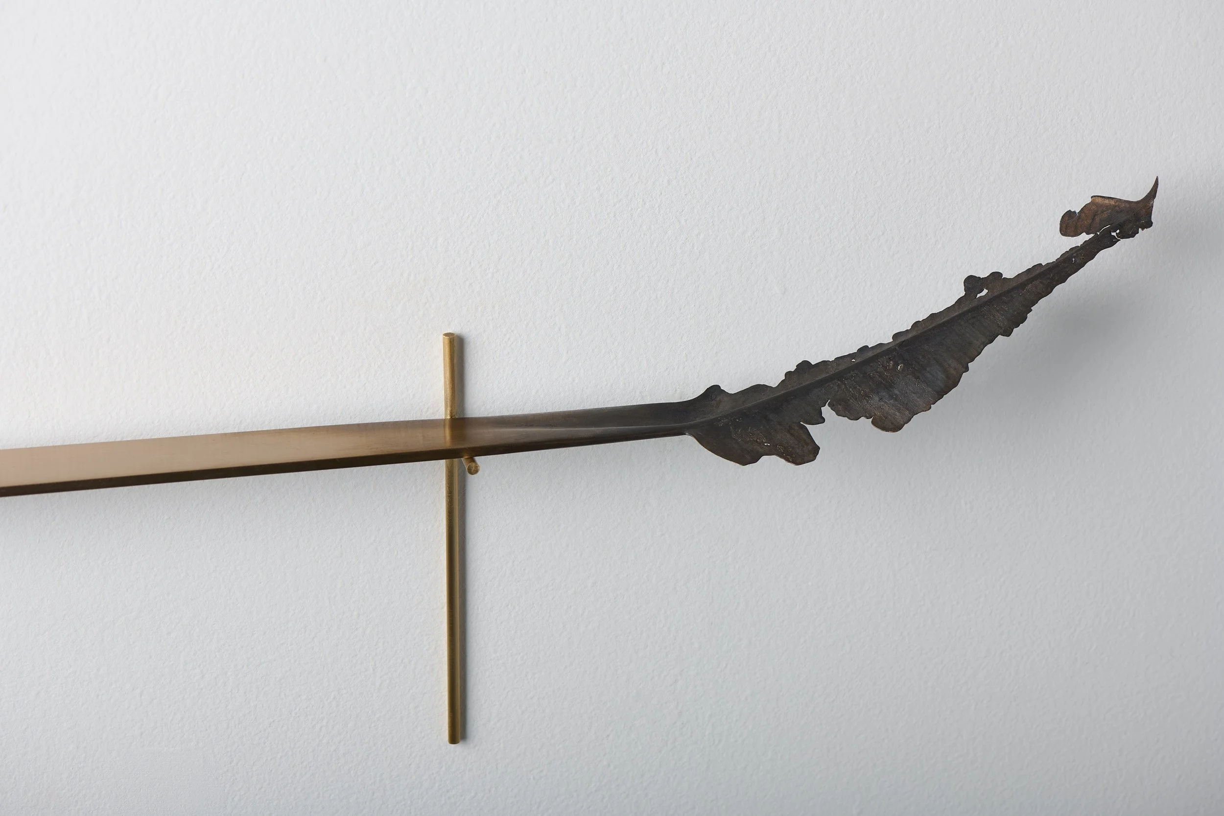   Charred ficus elastica , 2025 (detail) bronze, brass 25 × 51 × 8 cm 