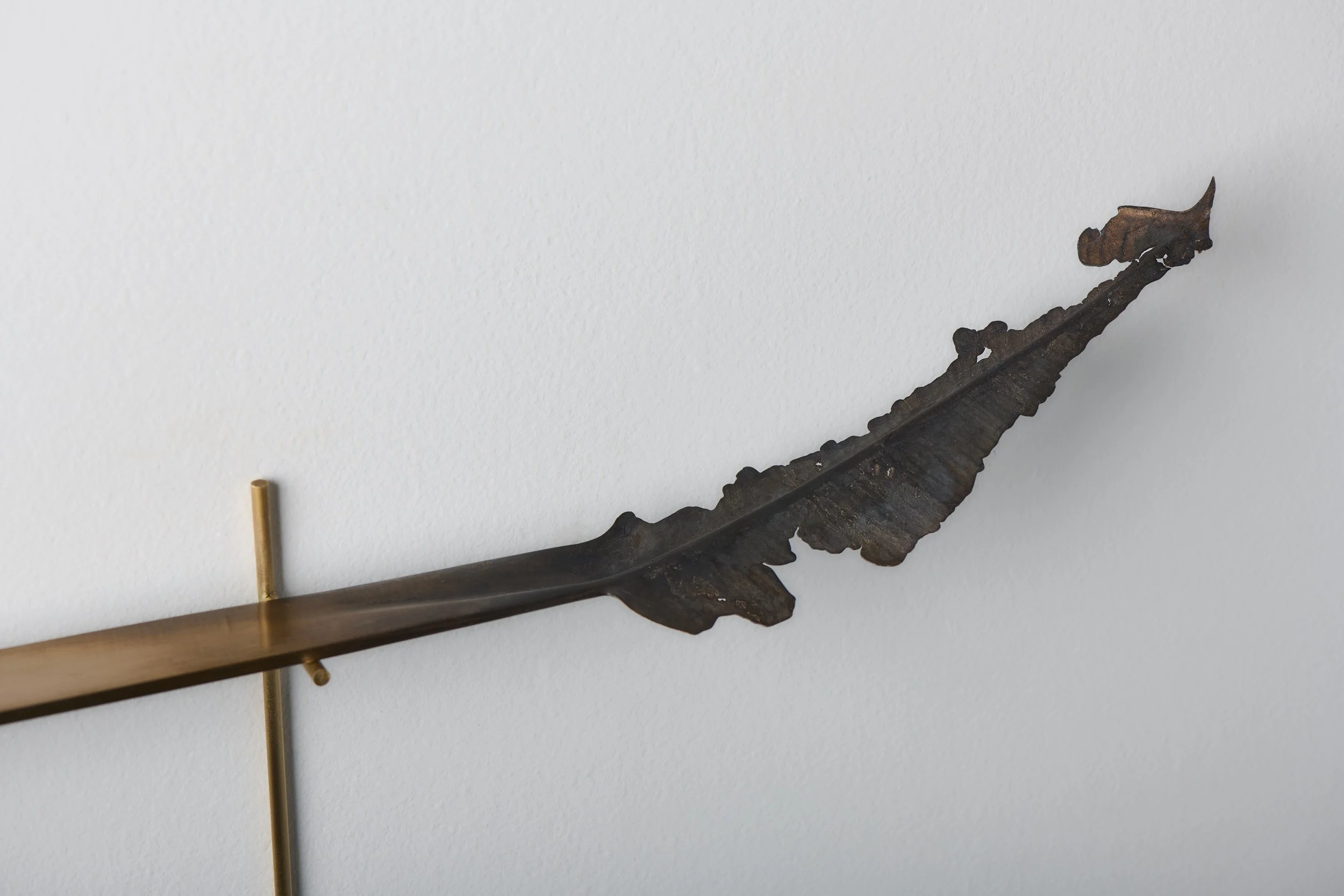   Charred ficus elastica , 2025 (detail) bronze, brass 25 × 51 × 8 cm 