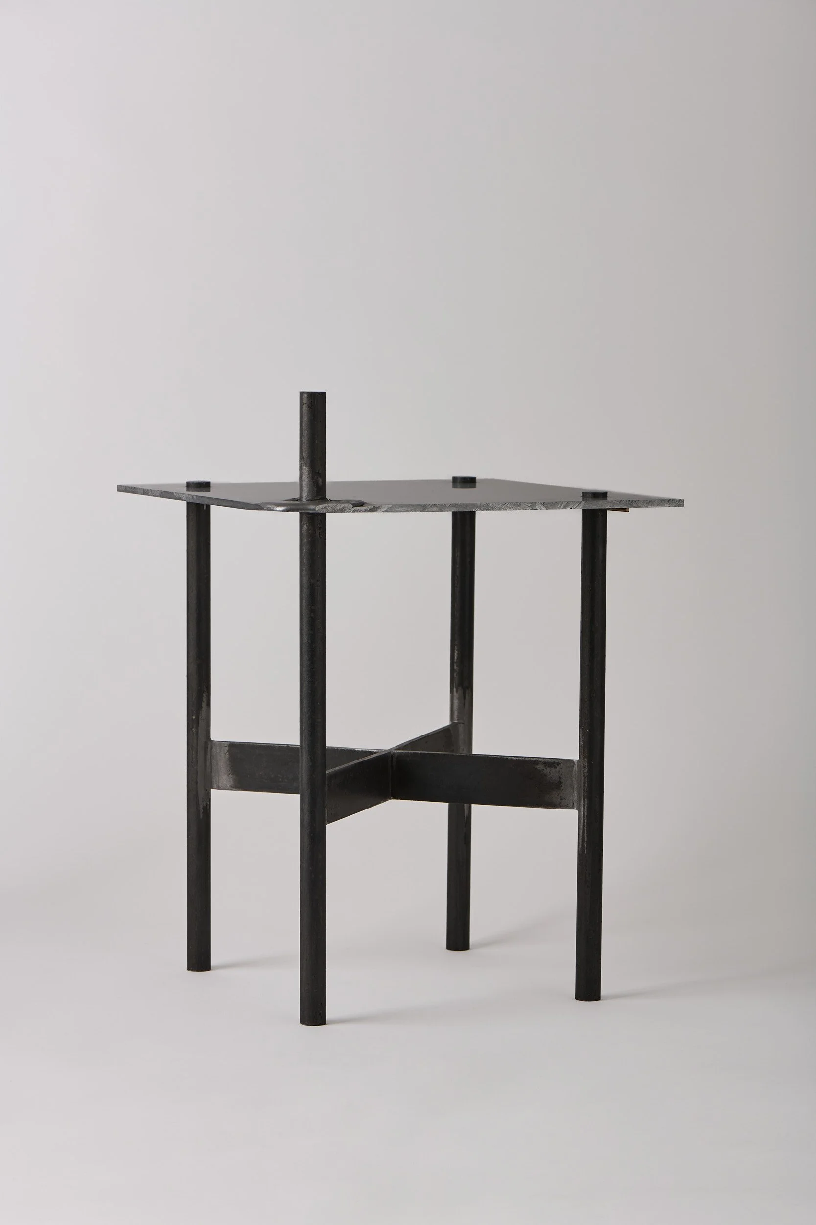   Pierced side table , 2025 aluminium, mild steel 48 × 34 × 34 cm  I Commission available through Stockroom I  