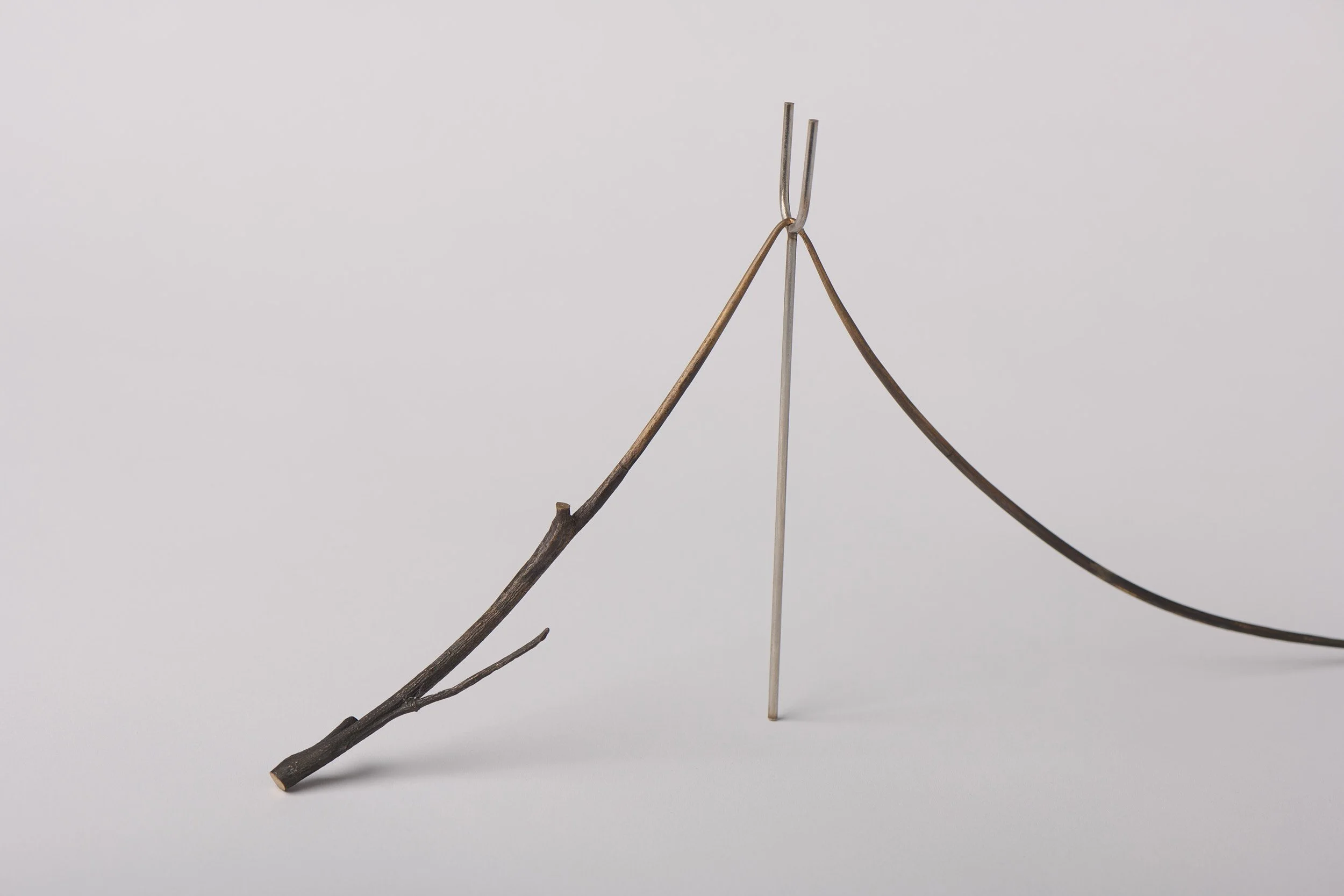   Propped , 2025 (detail) bronze, stainless steel 15 x 42 x 13cm (sculpture size)  I this piece is available through Stockroom I   