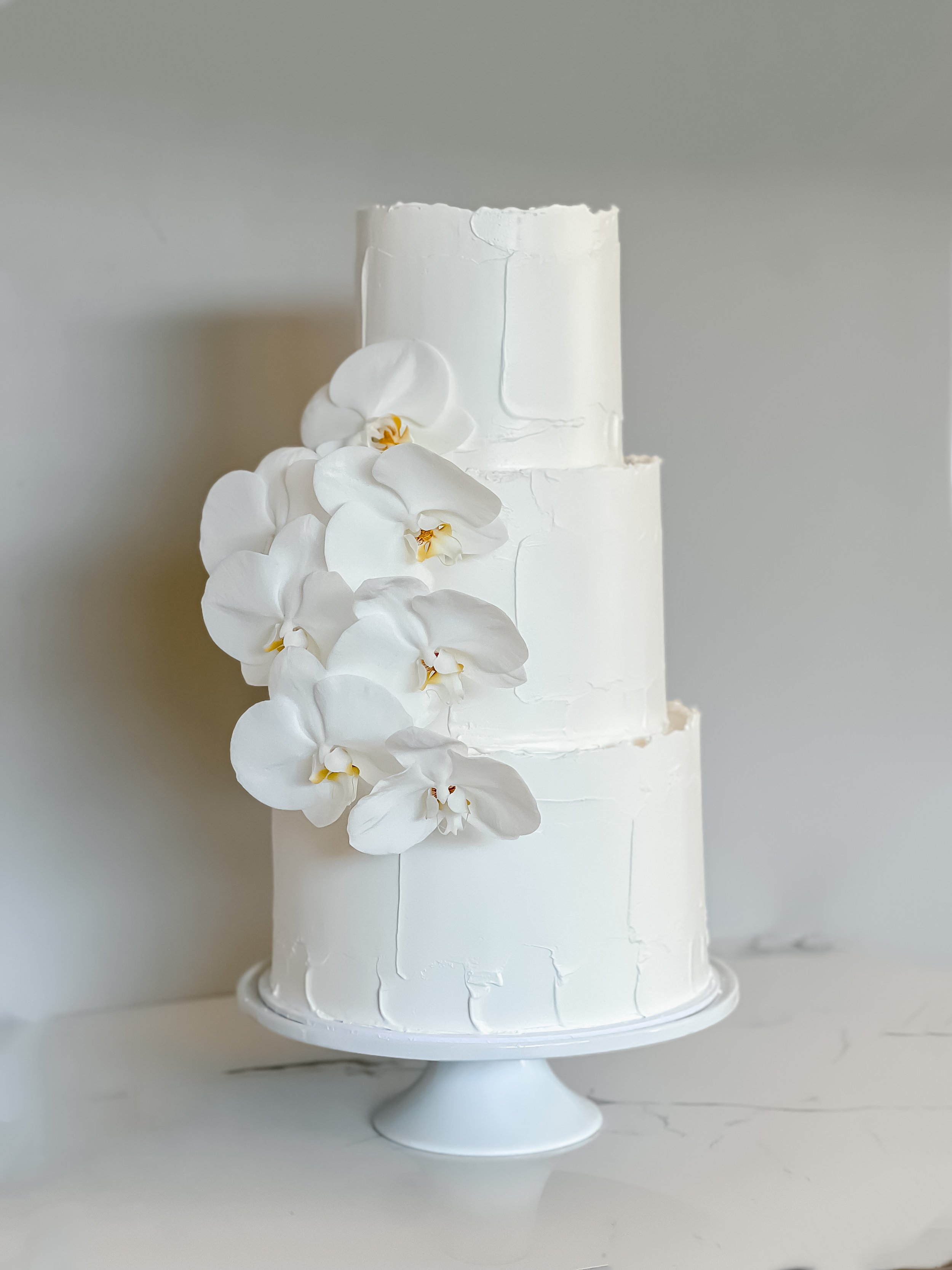 Fresh Orchid Textured Wedding Cake, Perth.JPG