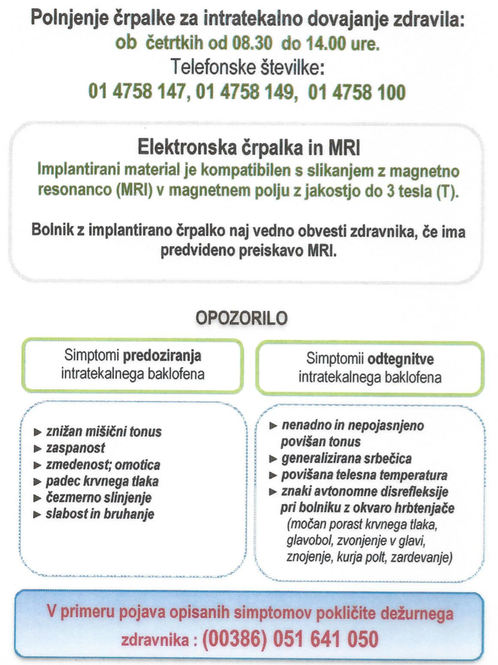 Informacije za paciente, URI-Soča.