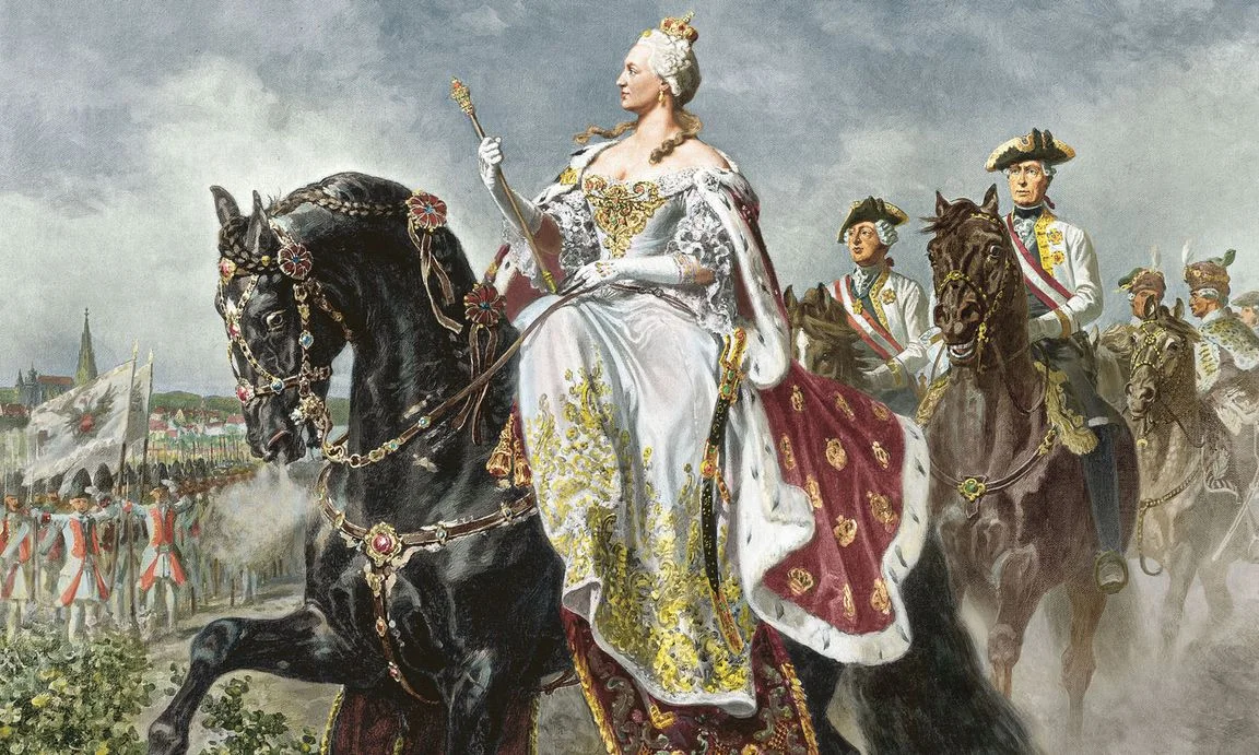  Marija Terezija pregleduje svojo vojsko, med katero pa ni bilo tankov. Slika: Wilhelm Camphausen 