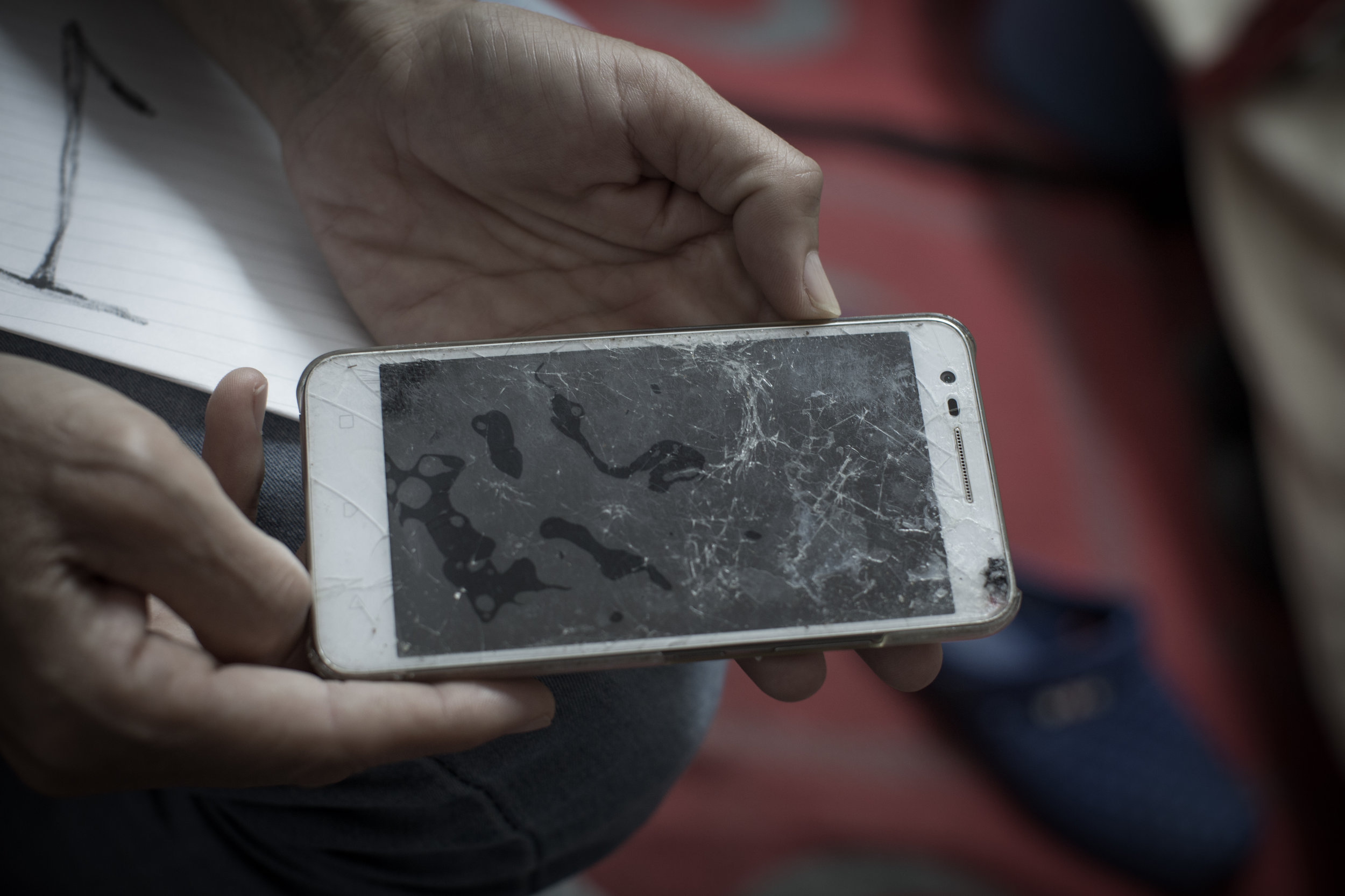  The phone of migrant, smashed by Croatian police. Bihać, BiH. 