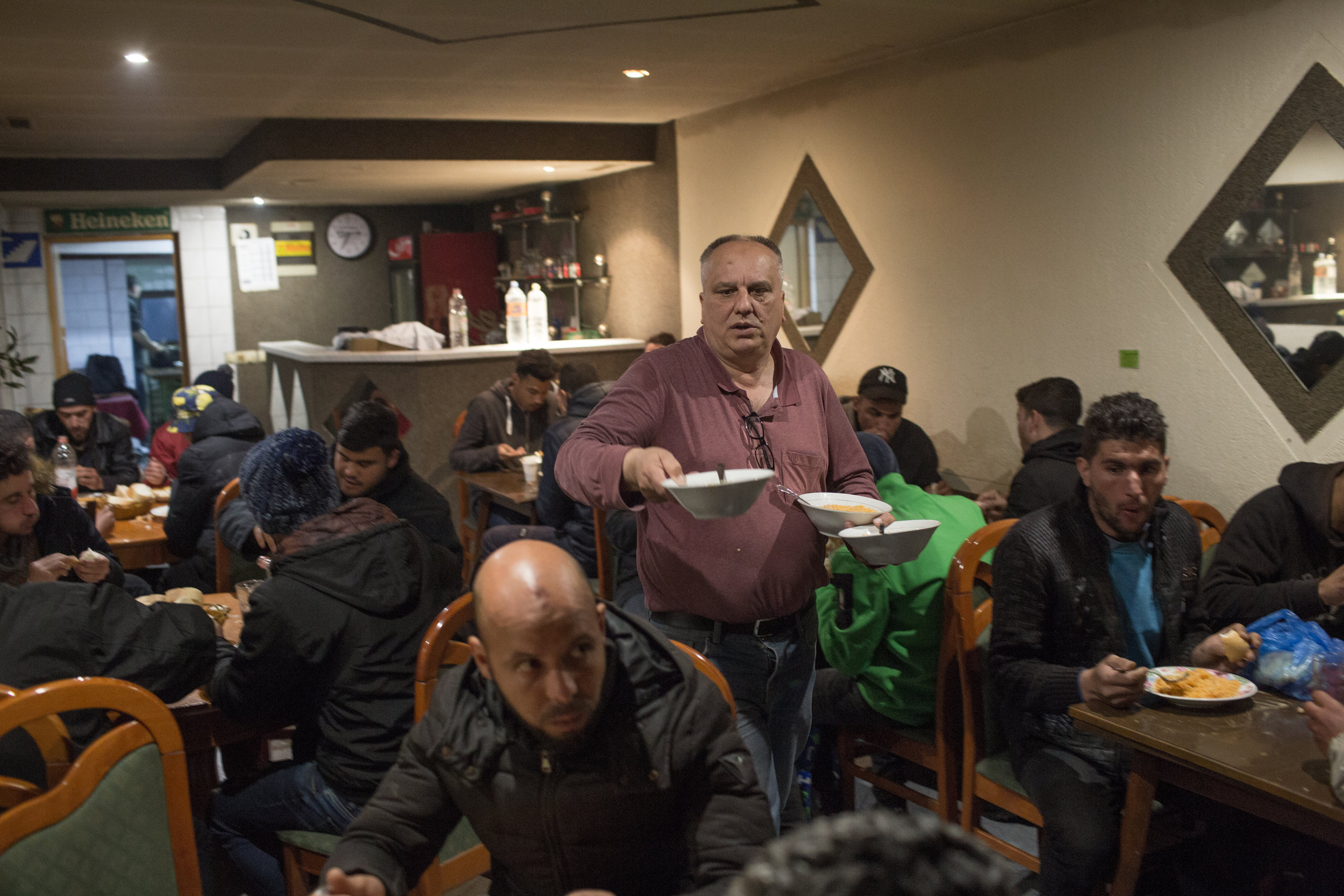  Innkeeper Asim Latić - Latan every day prepares as many as 800 meals for migrants in the dining room of former pizzeria, Velika Kladuša, BiH. 