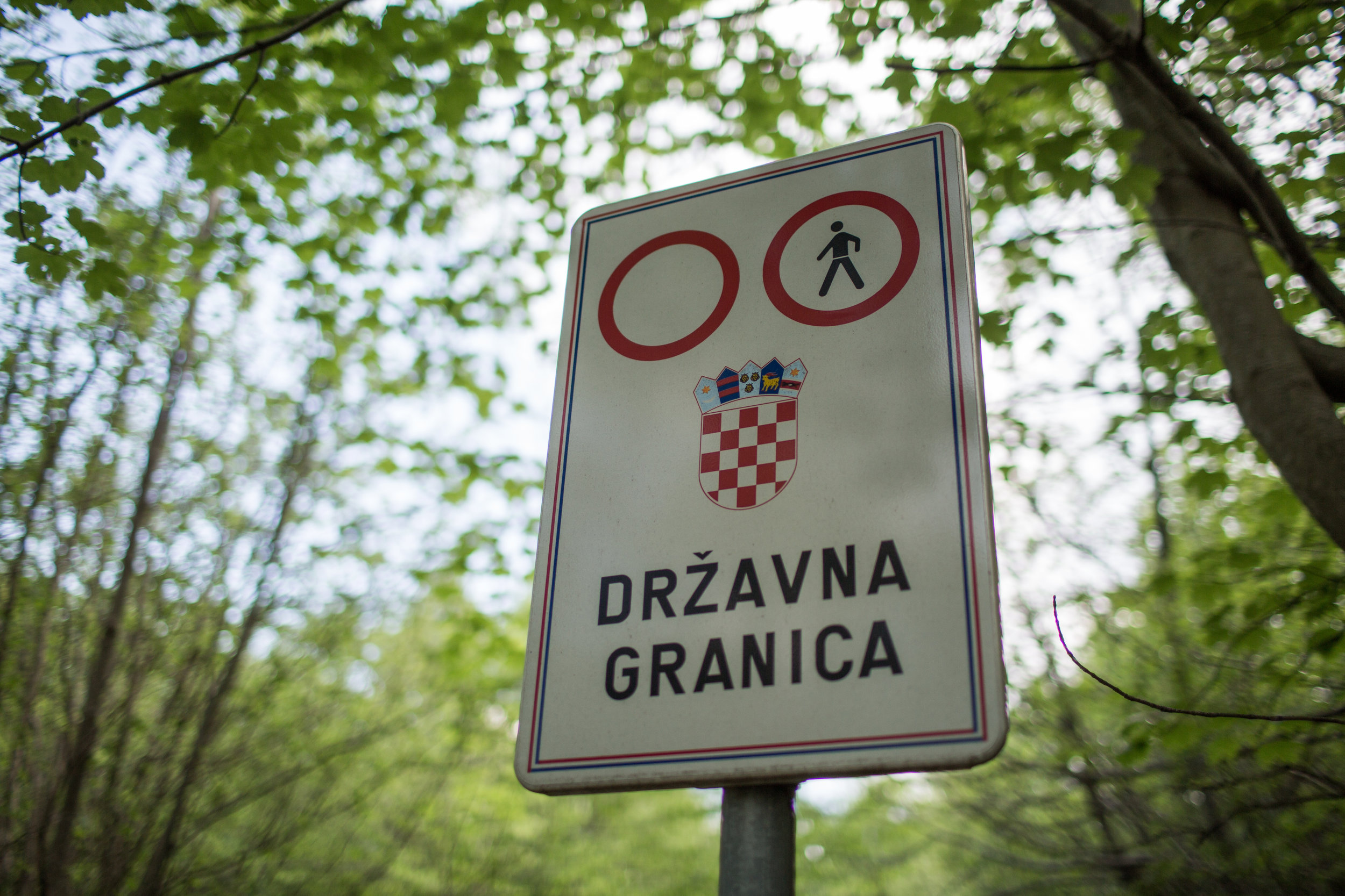  Border sign restricting the movement, Croatia. 