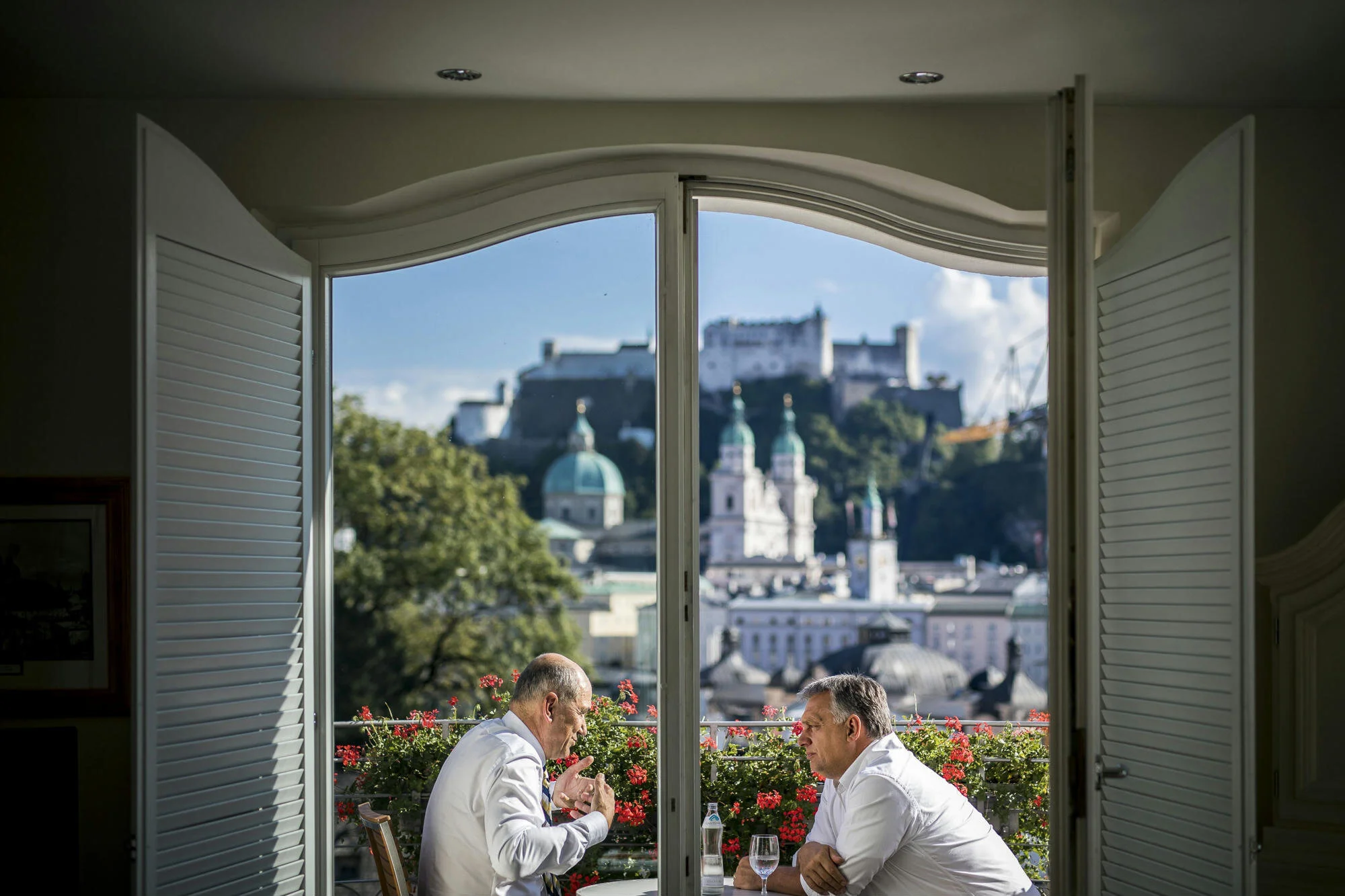 Janez Janša and Viktor Orbán in Salzburg, 2018. Credits: MTI, Miniszterelnöki Sajtóiroda / Szecsõdi Balázs