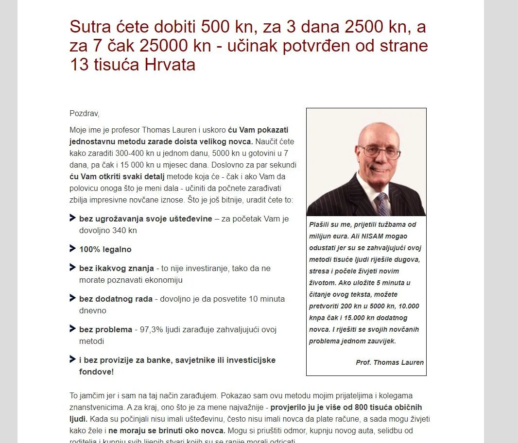  Oglas na internetu. Foto: snimka zaslona. 