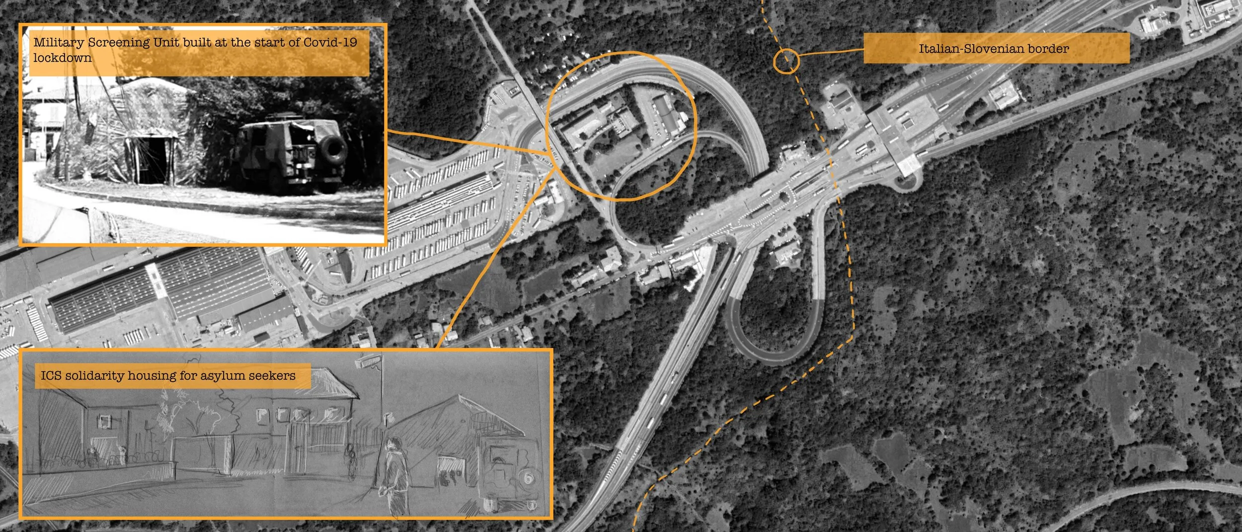Jedno od mjesta za Covid preglede migranata i tražitelja azila je u Fernettiu, na granici sa Slovenijom. Talijanska vojska podigla je šatore ispred centra za recepciju tražitelja azila “Casa Malala”.