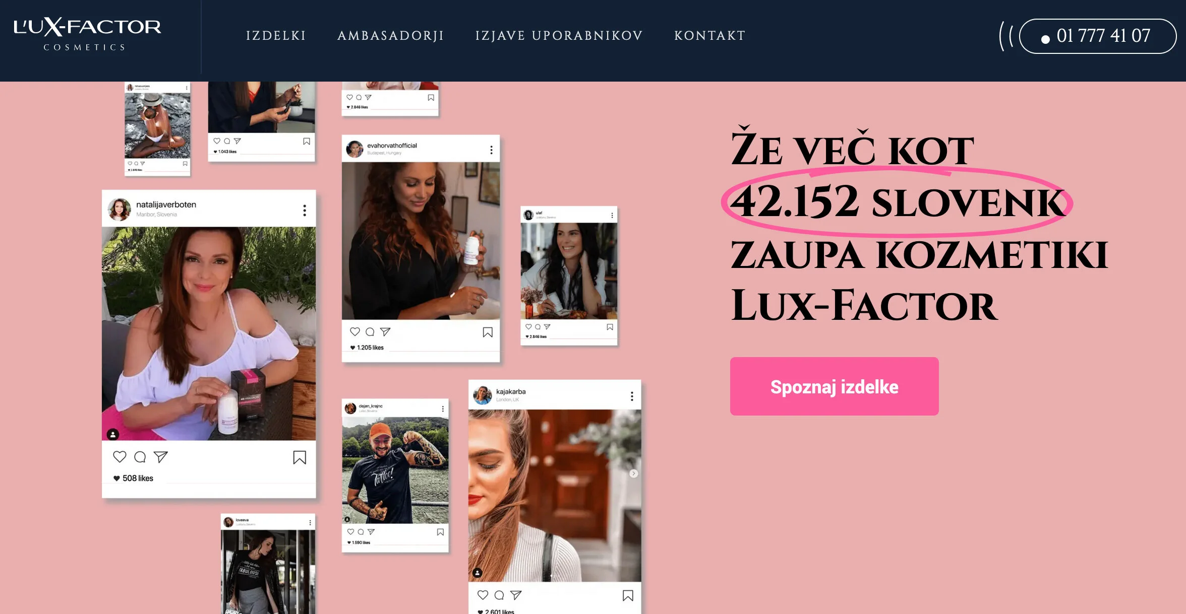  Posnetek zaslona spletnega mesta L’ux-Factor 