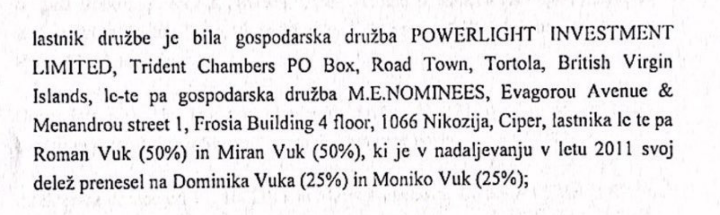  Izsek iz dokumenta slovenskega sodišča.  Vir: Oštro 