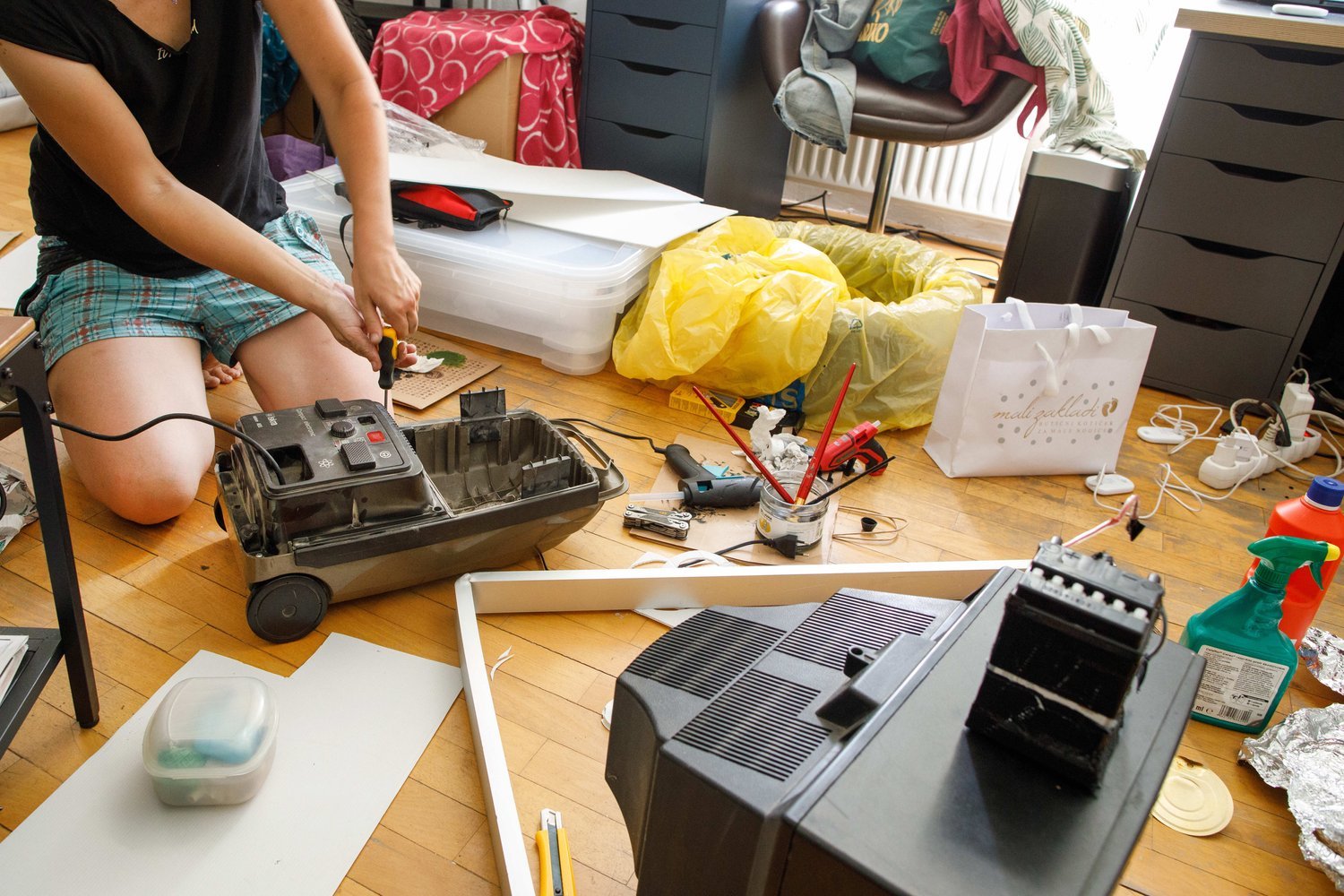  Neža, a local sculptor, helped prepare waste items for their respective journeys with tracking devices in tow. 