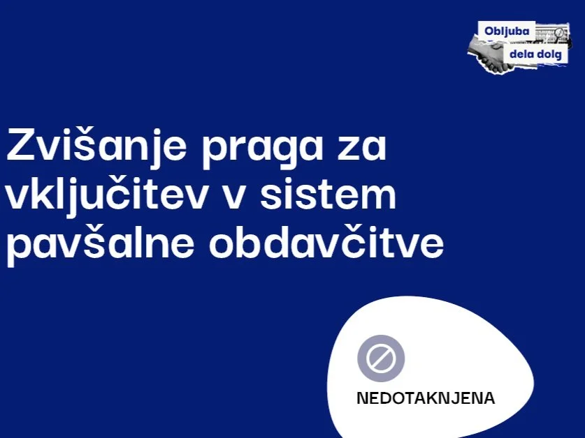 Prag za vključitev v pavšalno obdavčitev ostaja enak