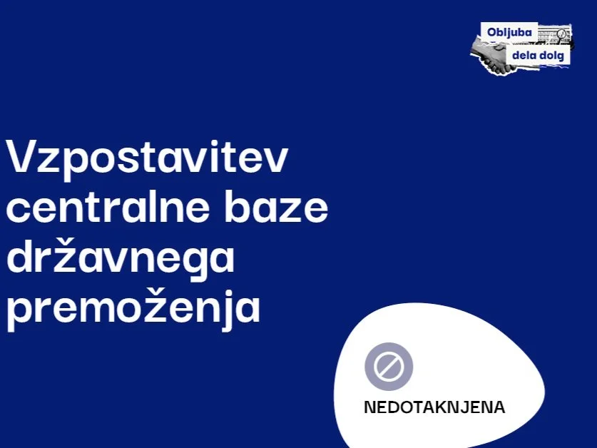 Centralne baze državnega premoženja še ni