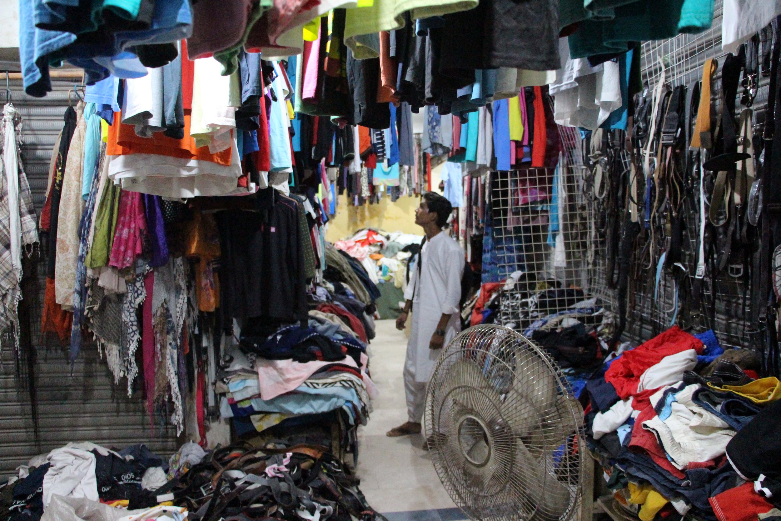  The area around the rail tracks is a poor working-class neighbourhood where the cheapest clothing is sold. Photo: Adil Jawad. 