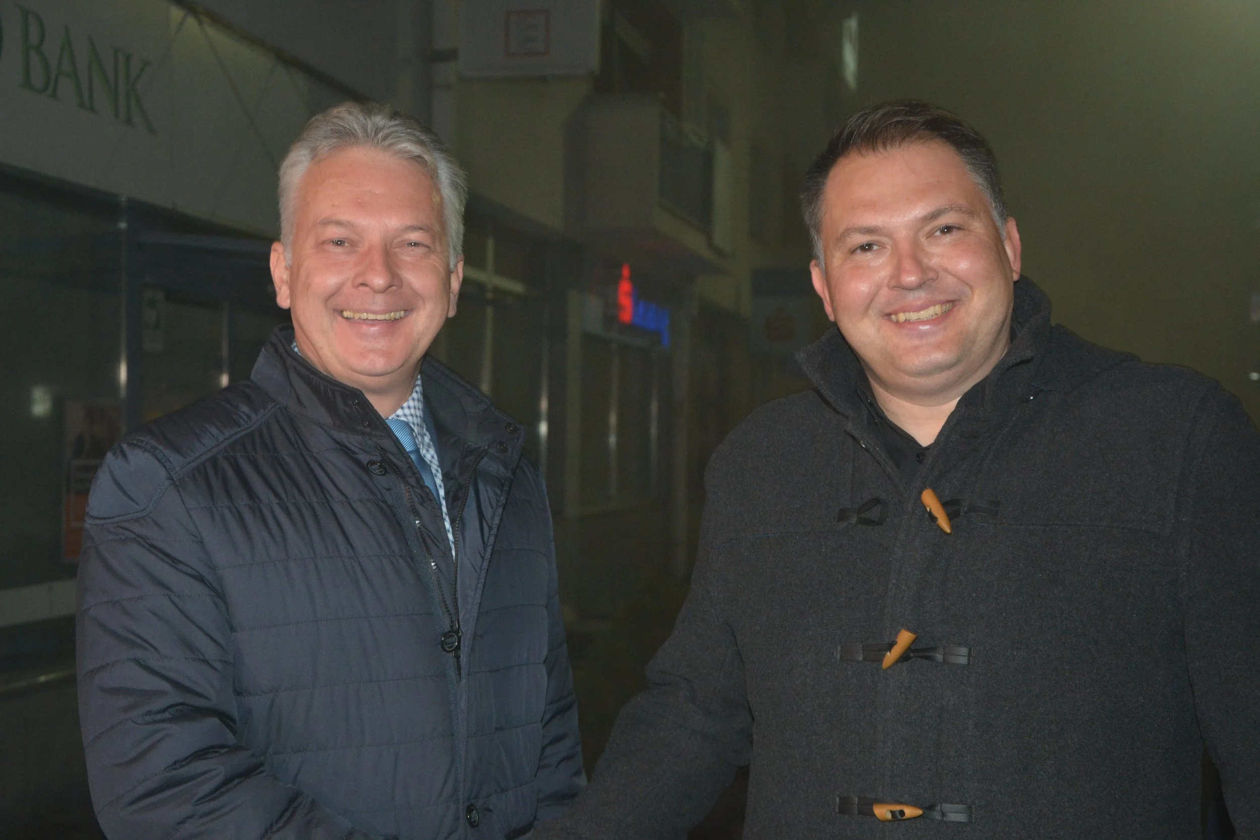  Kandidata za župana Murske Sobote, ki sta se uvrstila v drugi krog volitev, Andrej Mešič (levo) in Darko Anželj (desno). Foto: Marjan Maučec/STA 