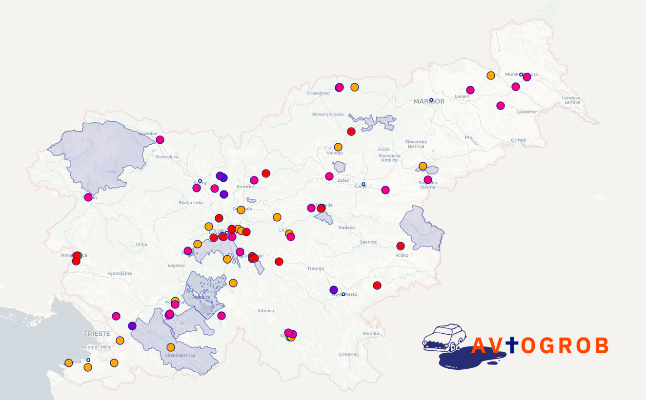 Javno dostopni interaktivni zemljevid Register neprijavljenih avtomobilskih odpadov