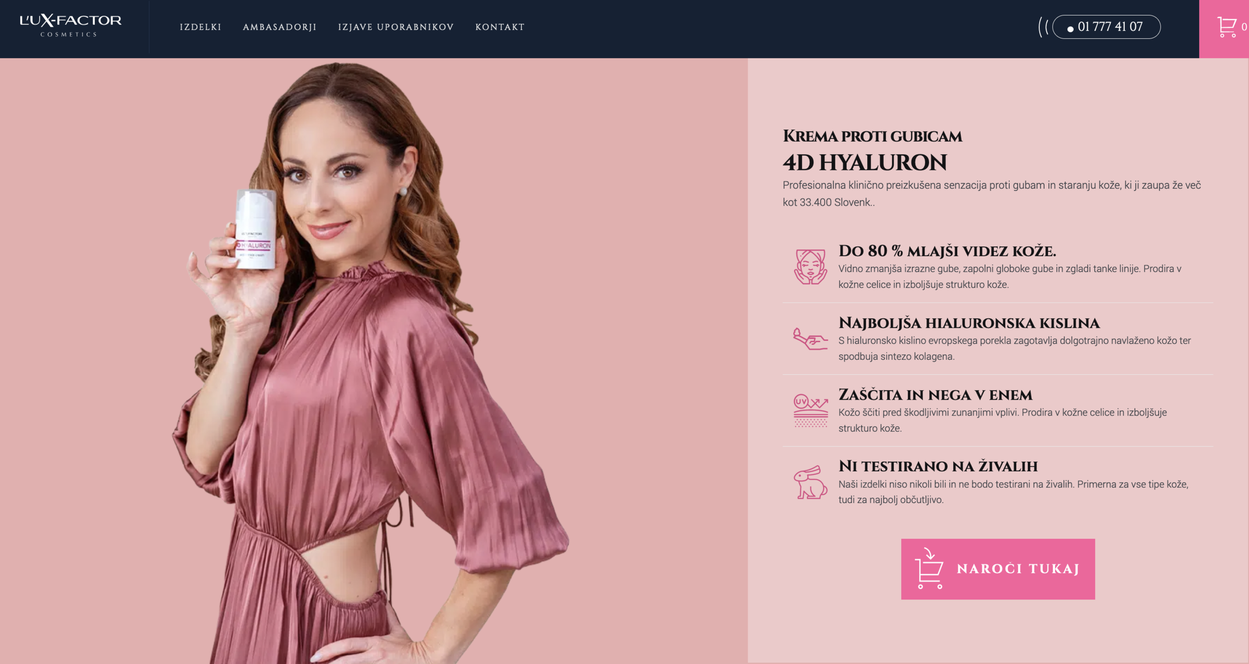   &nbsp; Zdravstveni inšpektorat je prodajo kozmetičnih izdelkov podjetja Lux Factor prepovedal že leta 2017, a mediji in vplivnice na družbenih omrežjih jih še vedno oglašujejo. Foto: posnetek zaslona 