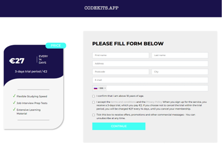  Spletna stran s pojasnilom o vpisu na tečaj programiranja. Vir: SI-Cert 