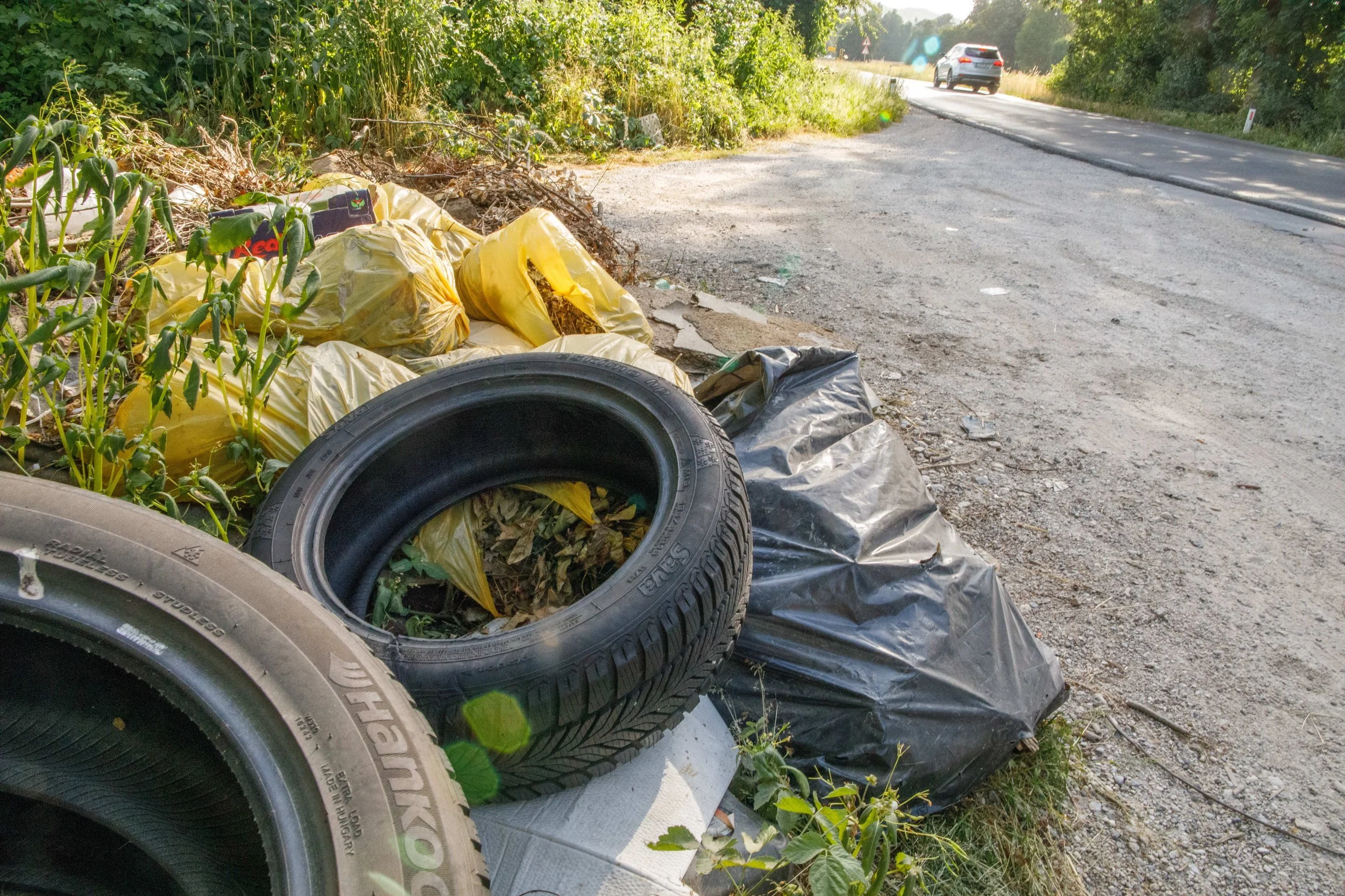  Oštro discarded the used car tyre at an existing illegal dumping site then informed the environmental inspectorate about the pile of waste.&nbsp; Photo: Matej Povše 