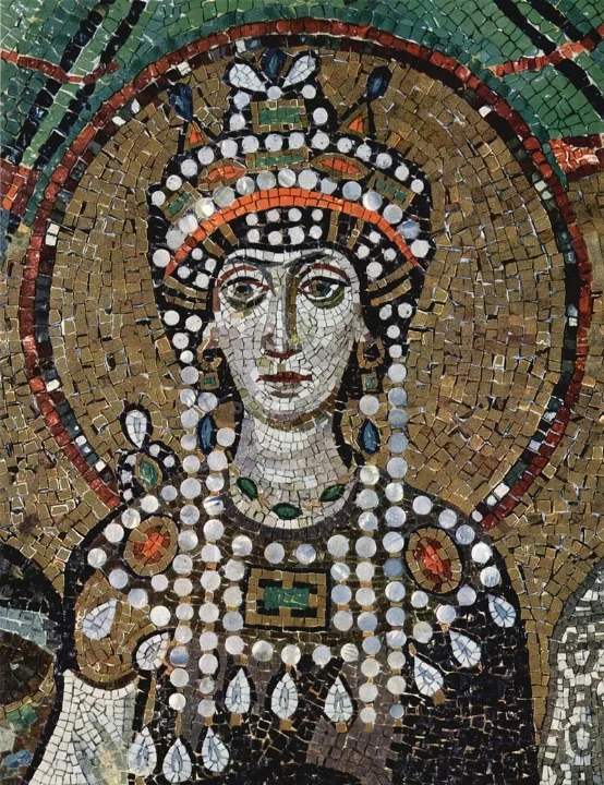 Keizerin Theodora, mozaïek uit het koor van San Vitale in Ravenna, circa 547 na Christus.