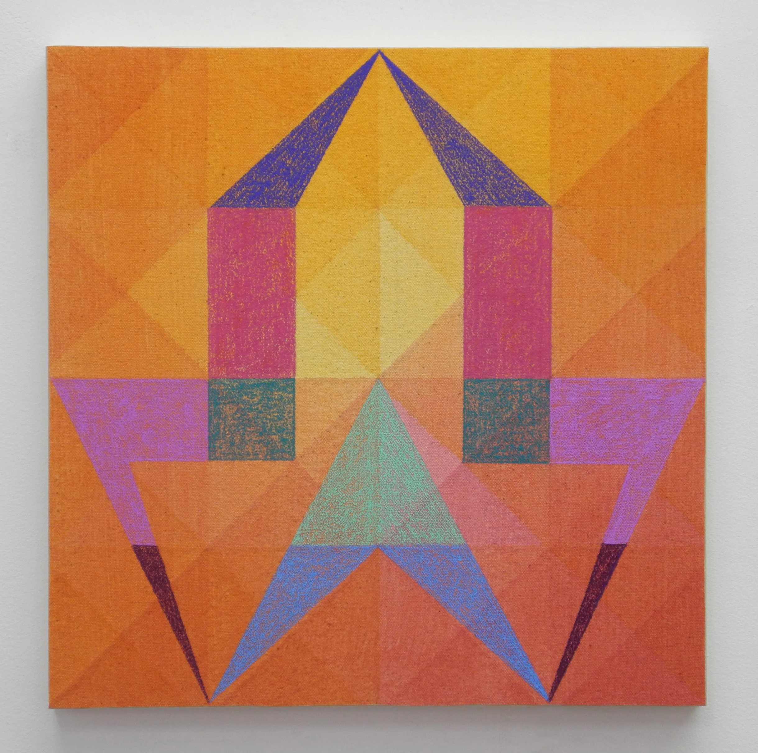 Golden Hour, 2018, Acrylic and colored pencil on canvas on board, 12" x 12"