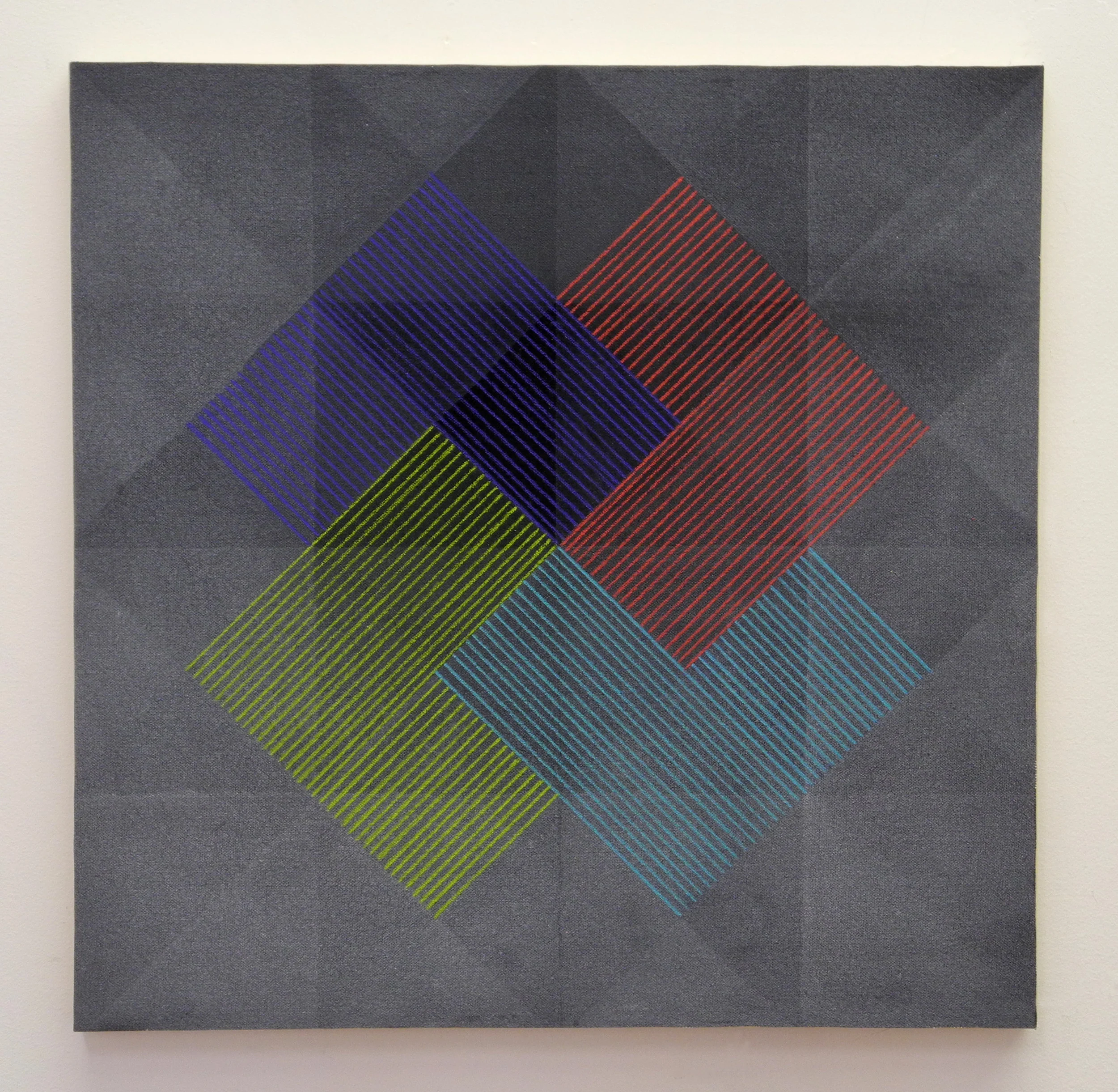 Dark Lock, 2018, Acrylic and pencil on canvas on board, 16" x 16"