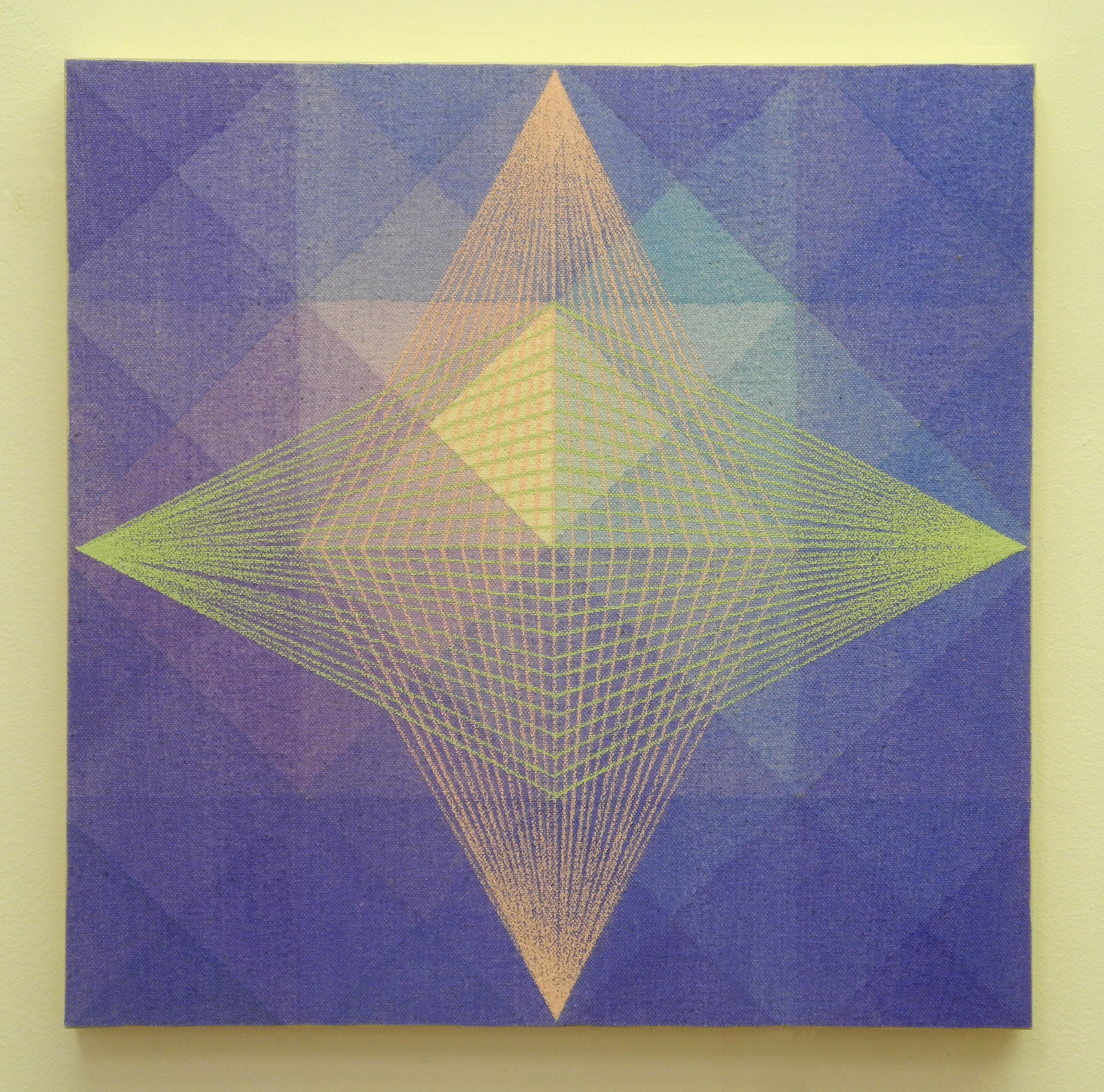 Silent and Aware, 2018, Acrylic and colored pencil on canvas on board, 12" x 12"