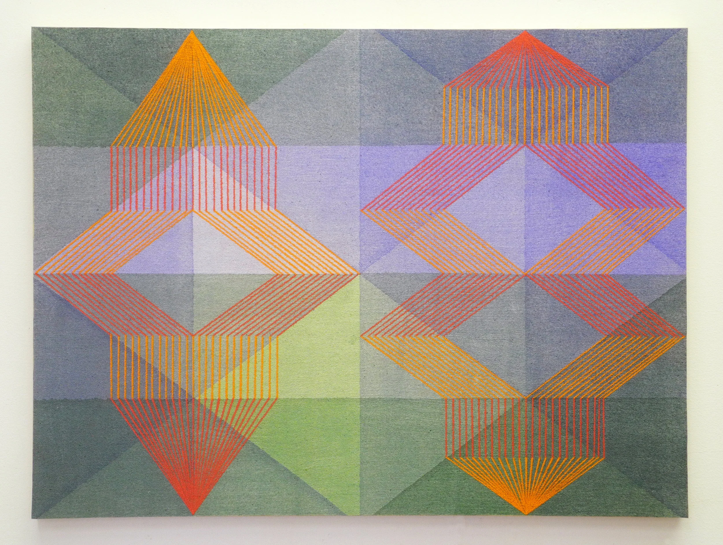 Guardians, 2017, Acrylic and colored pencil on canvas on board, 18" x 24"