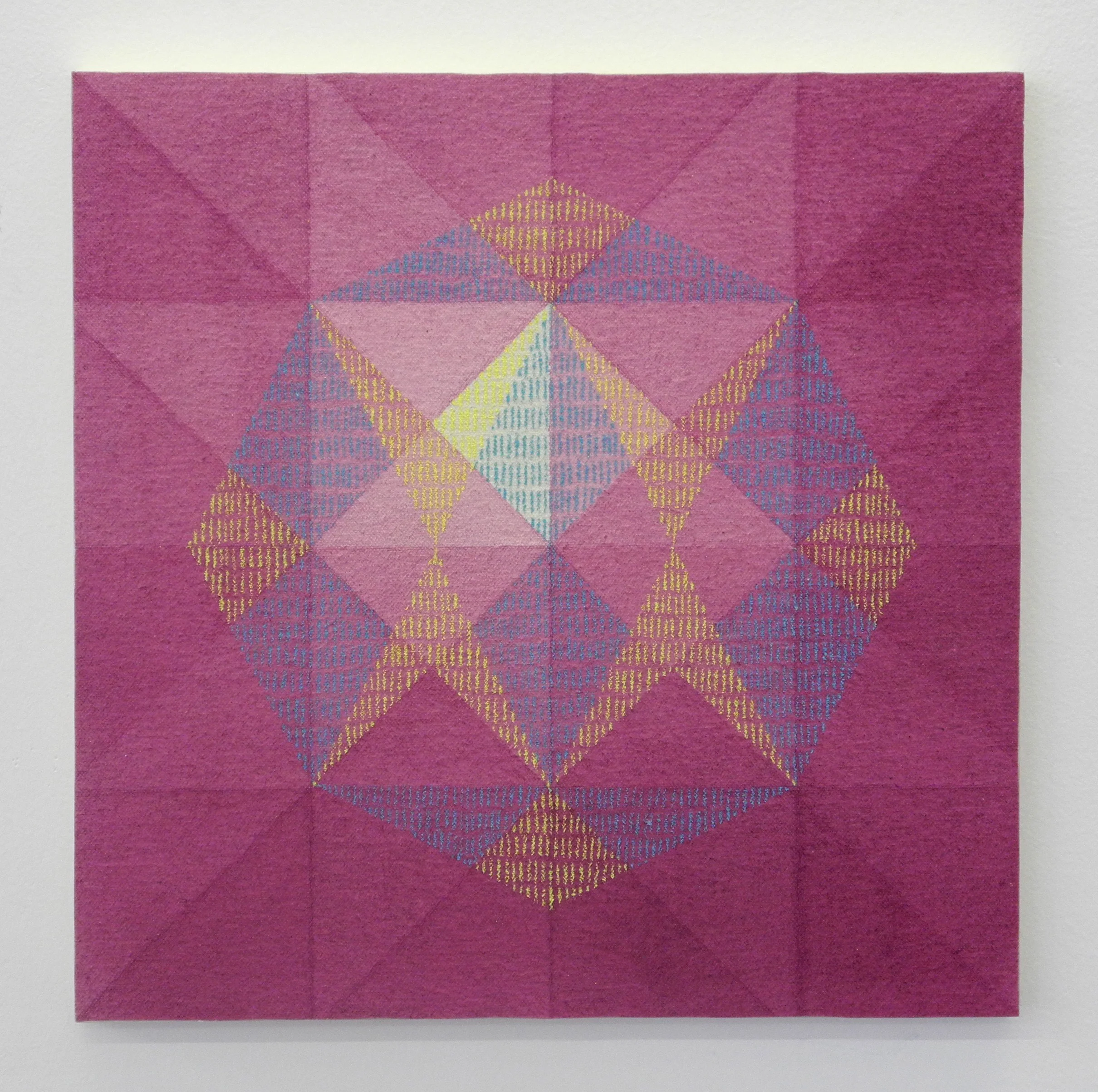 He She, 2017, Acrylic and colored pencil on canvas on board, 12" x 12"