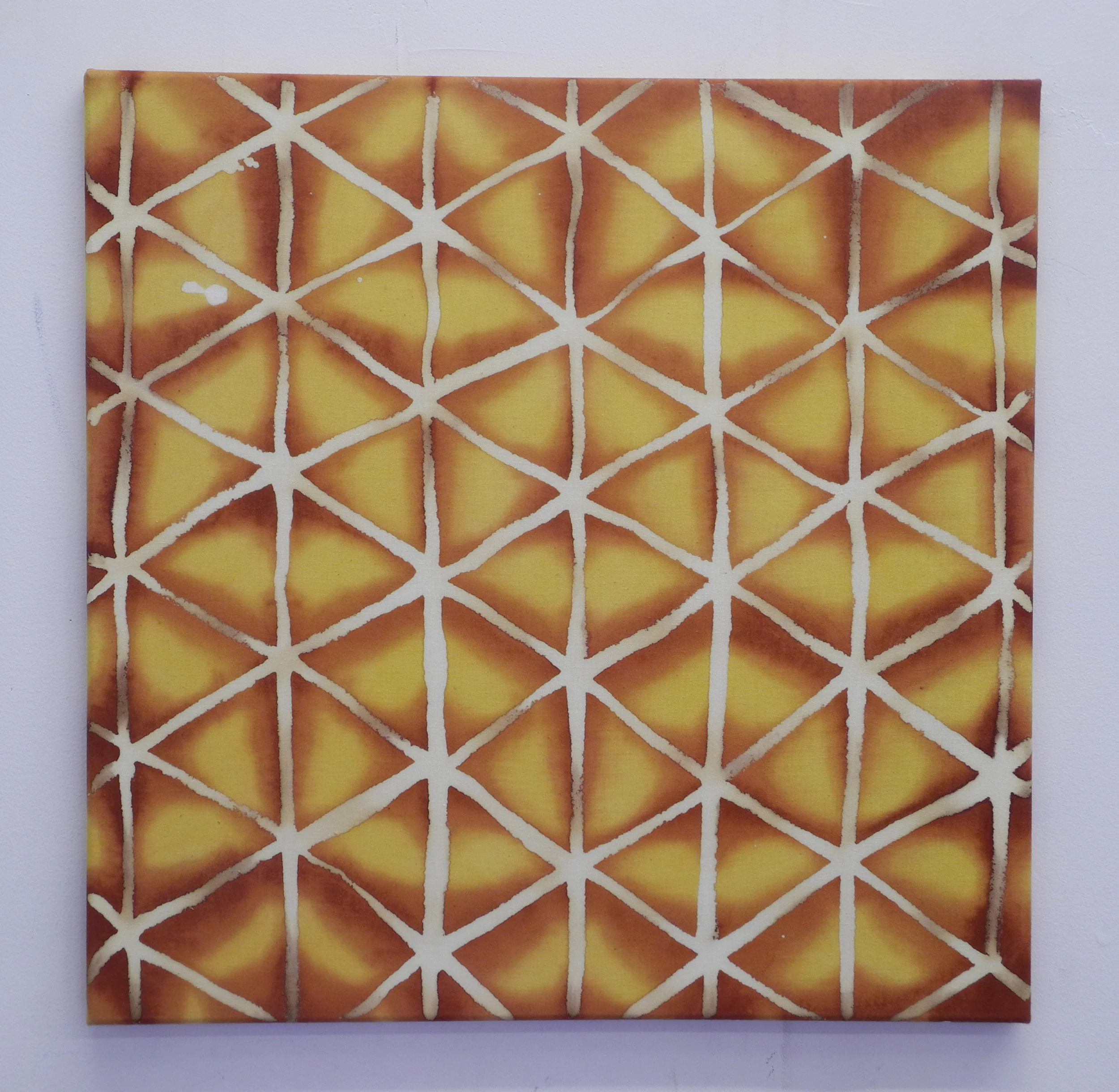 Fruit Punch Honey Comb, 2013, Brazilwood, fusticwood and bleach on canvas, 19" x 19"