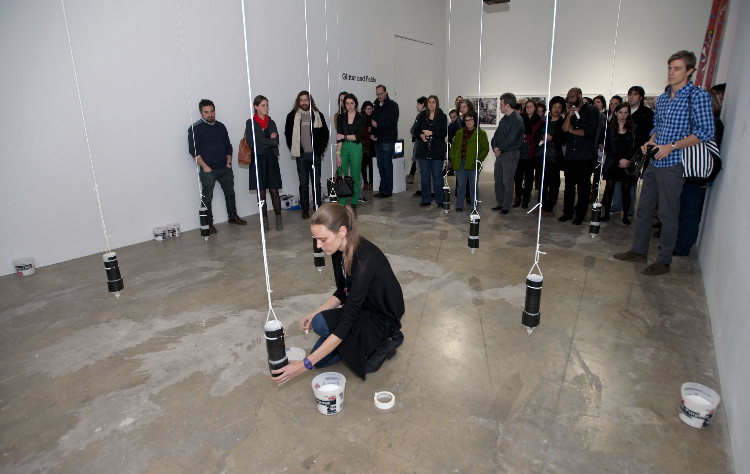 And Upon Each Stood a Siren, 2013, Performance and site-specific installation with pendulums and diamond dust, 17' x 20', The Institute of Contemporary Art, Philadelphia, PA